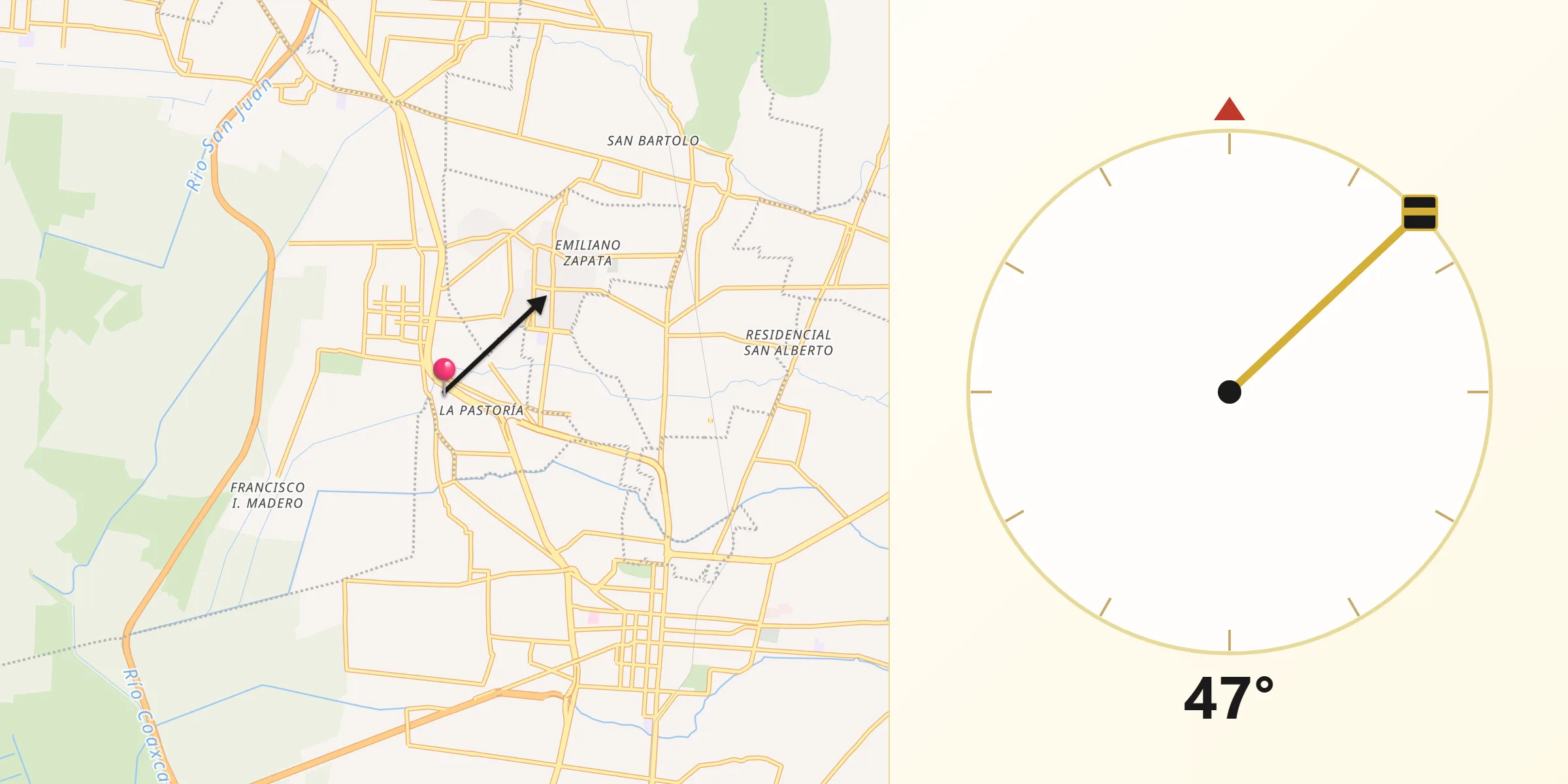 Dirección de la Qibla desde La Pastoría