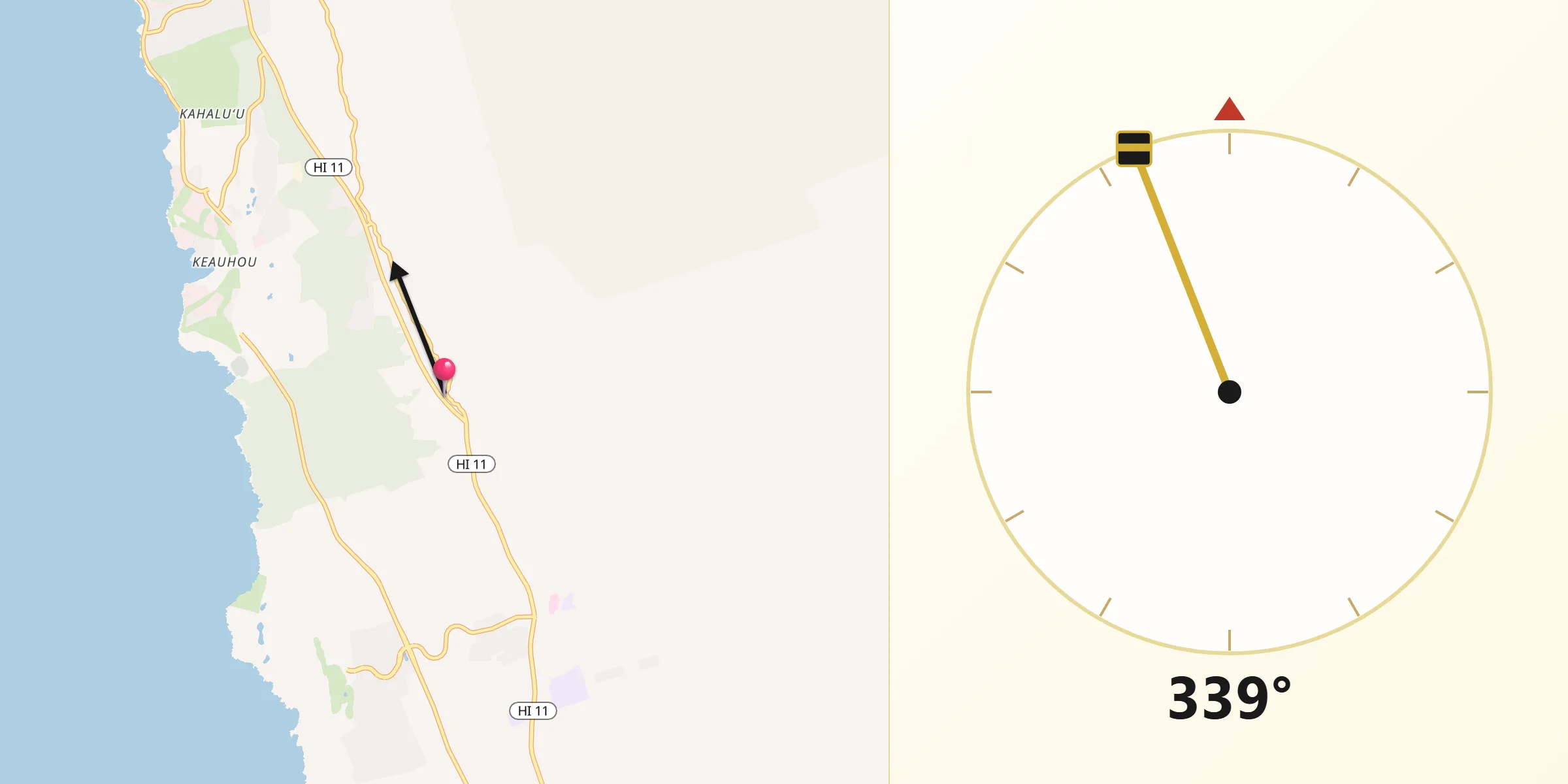 Qibla Direction from Honalo