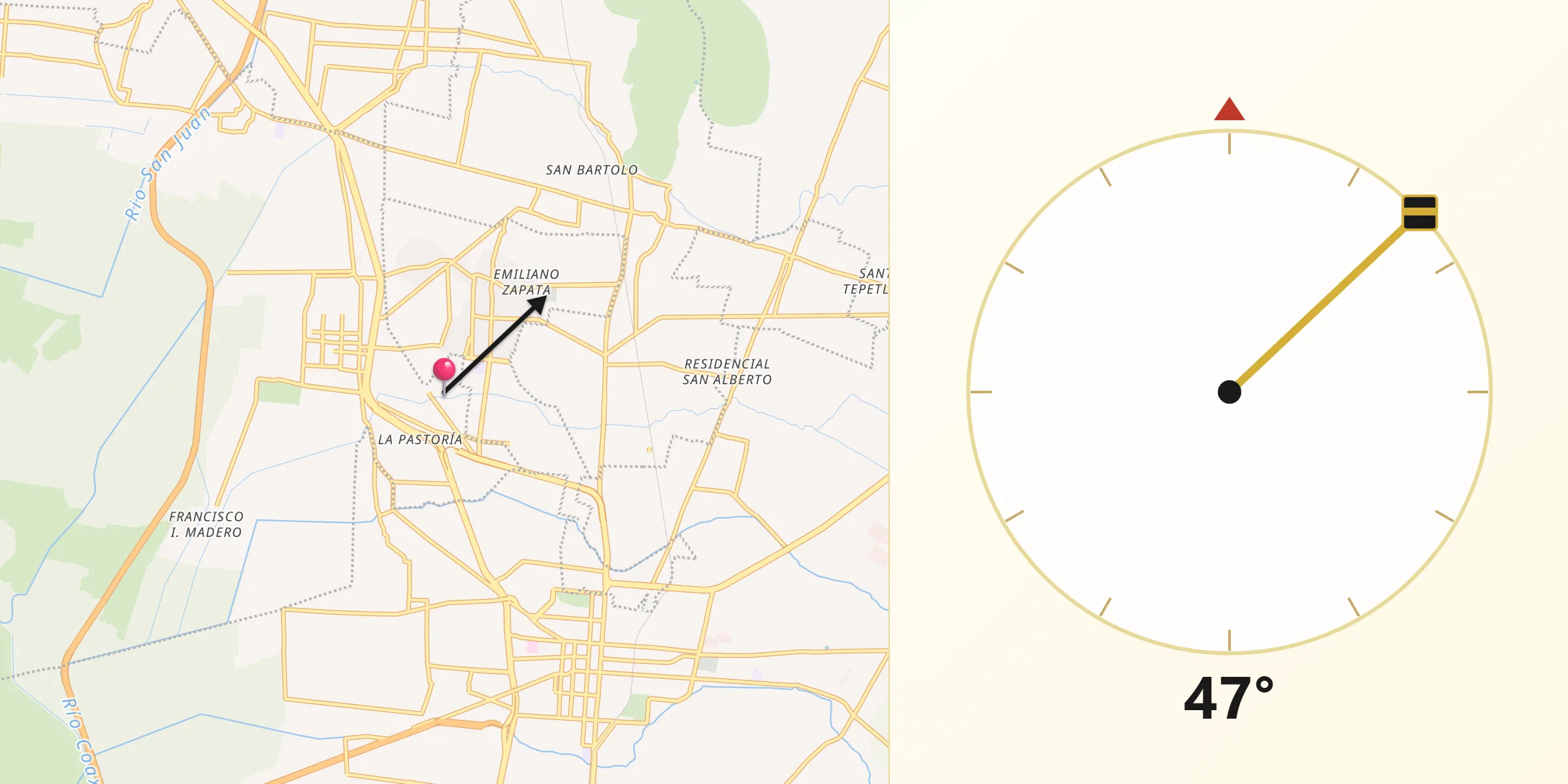 Dirección de la Qibla desde Zapotlán
