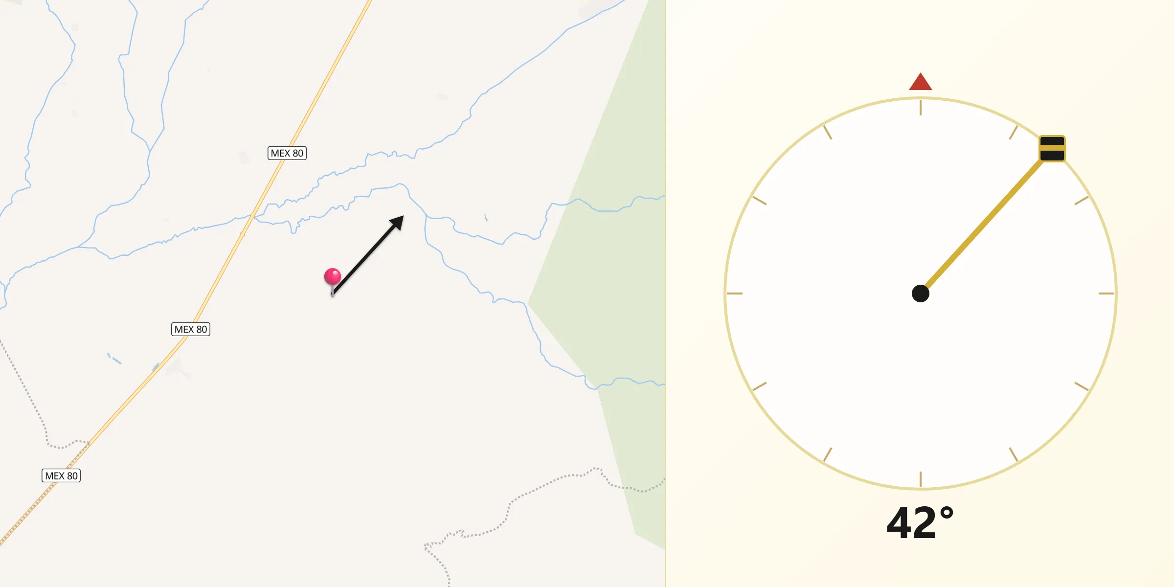 Dirección de la Qibla desde Tecomates