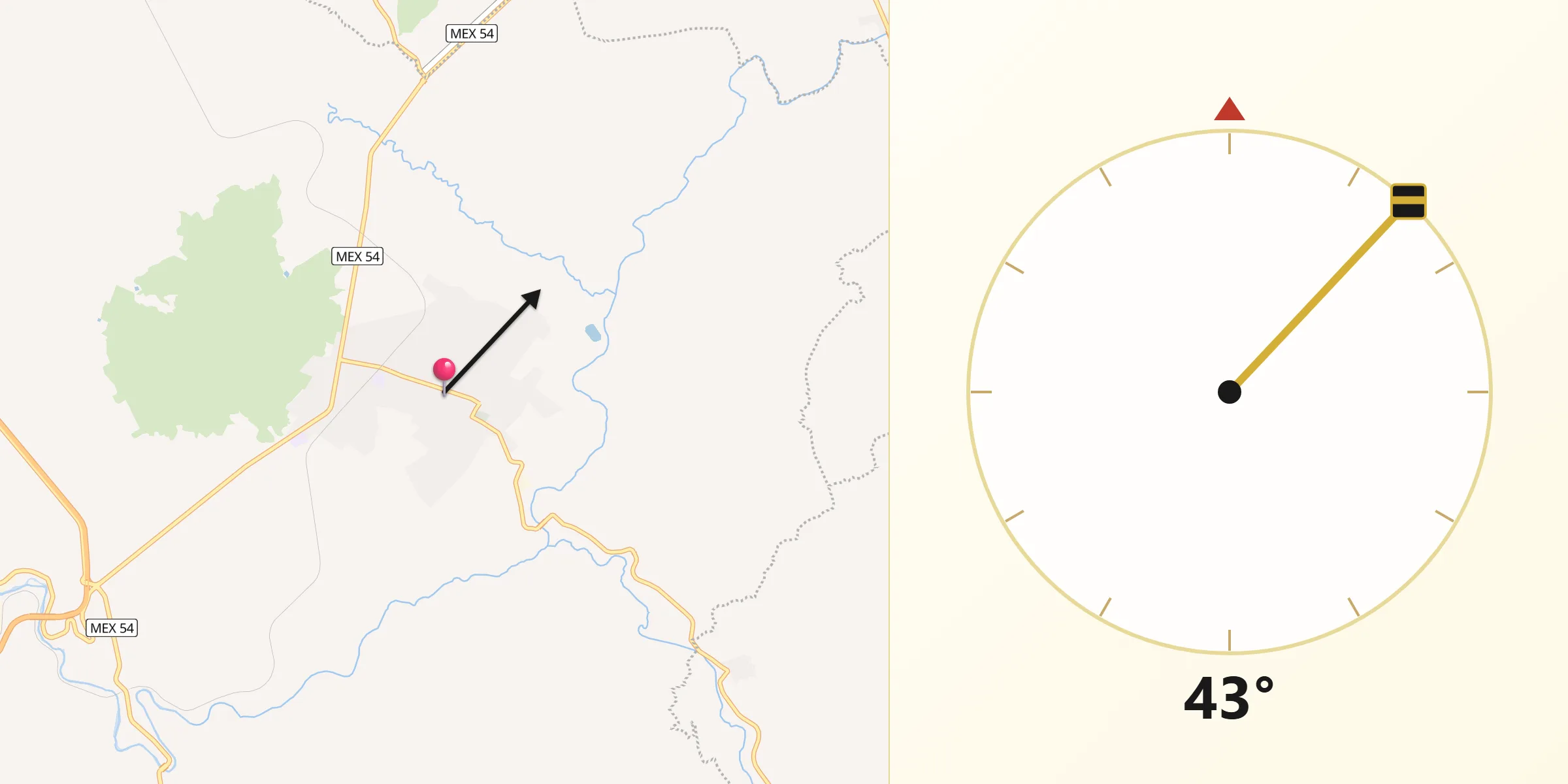 Dirección de la Qibla desde Tuxpan