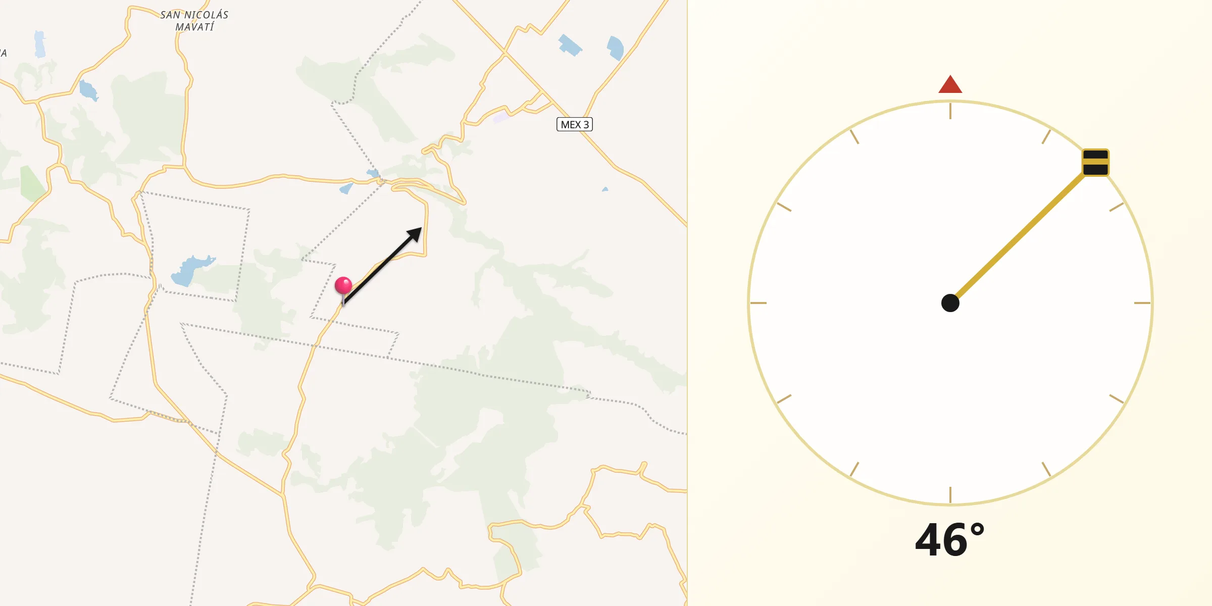 Dirección de la Qibla desde La Guadalupana