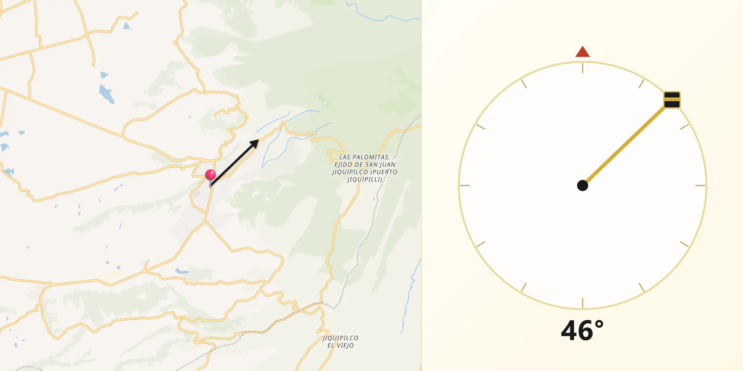 Dirección de la Qibla desde Jiquipilco