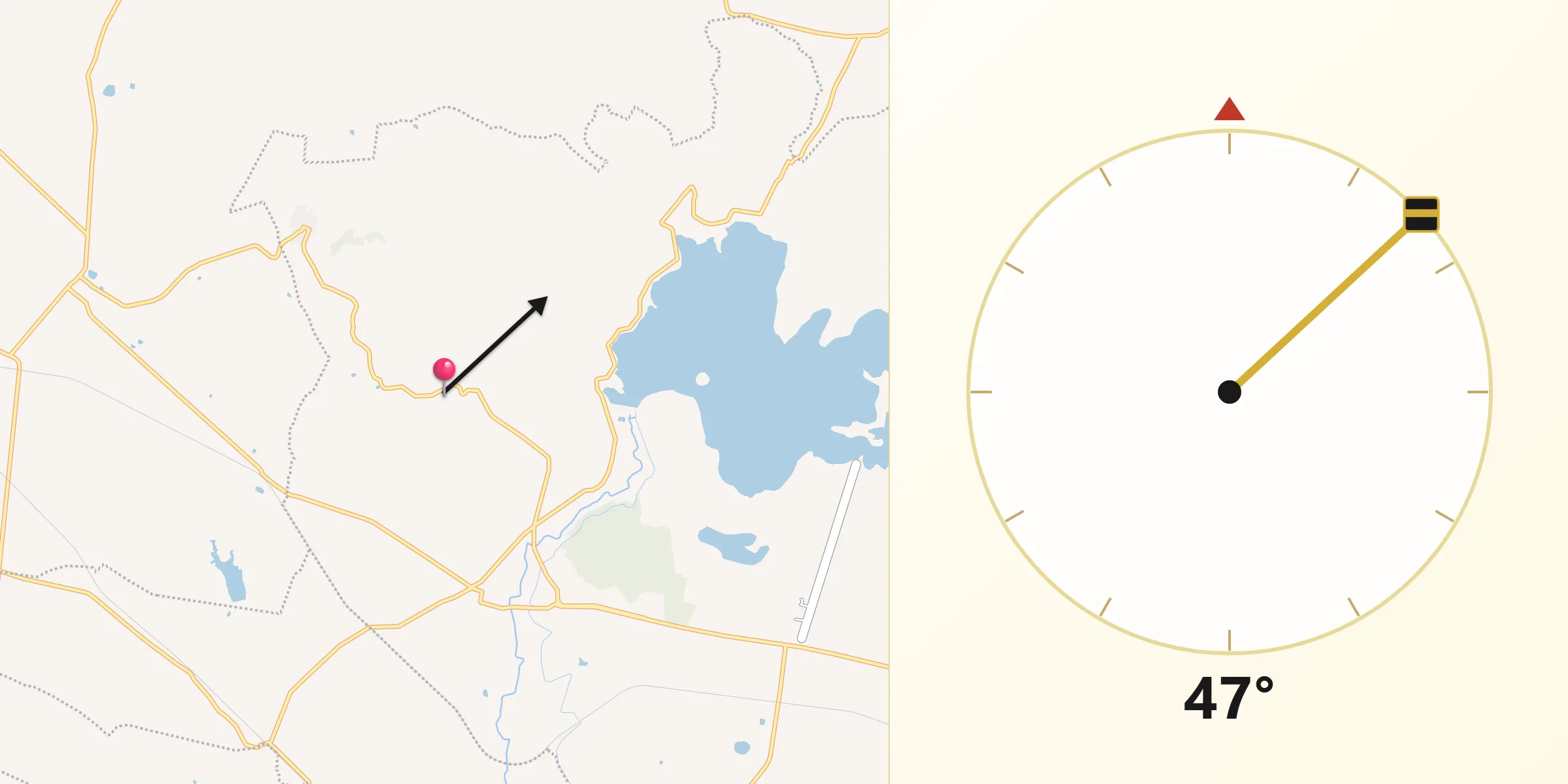 Dirección de la Qibla desde Zumpango