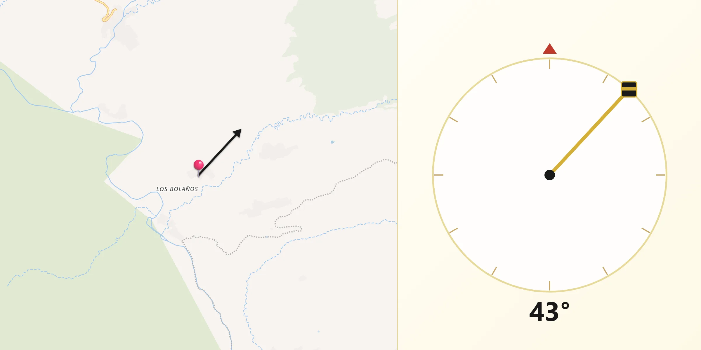 Dirección de la Qibla desde La Parota
