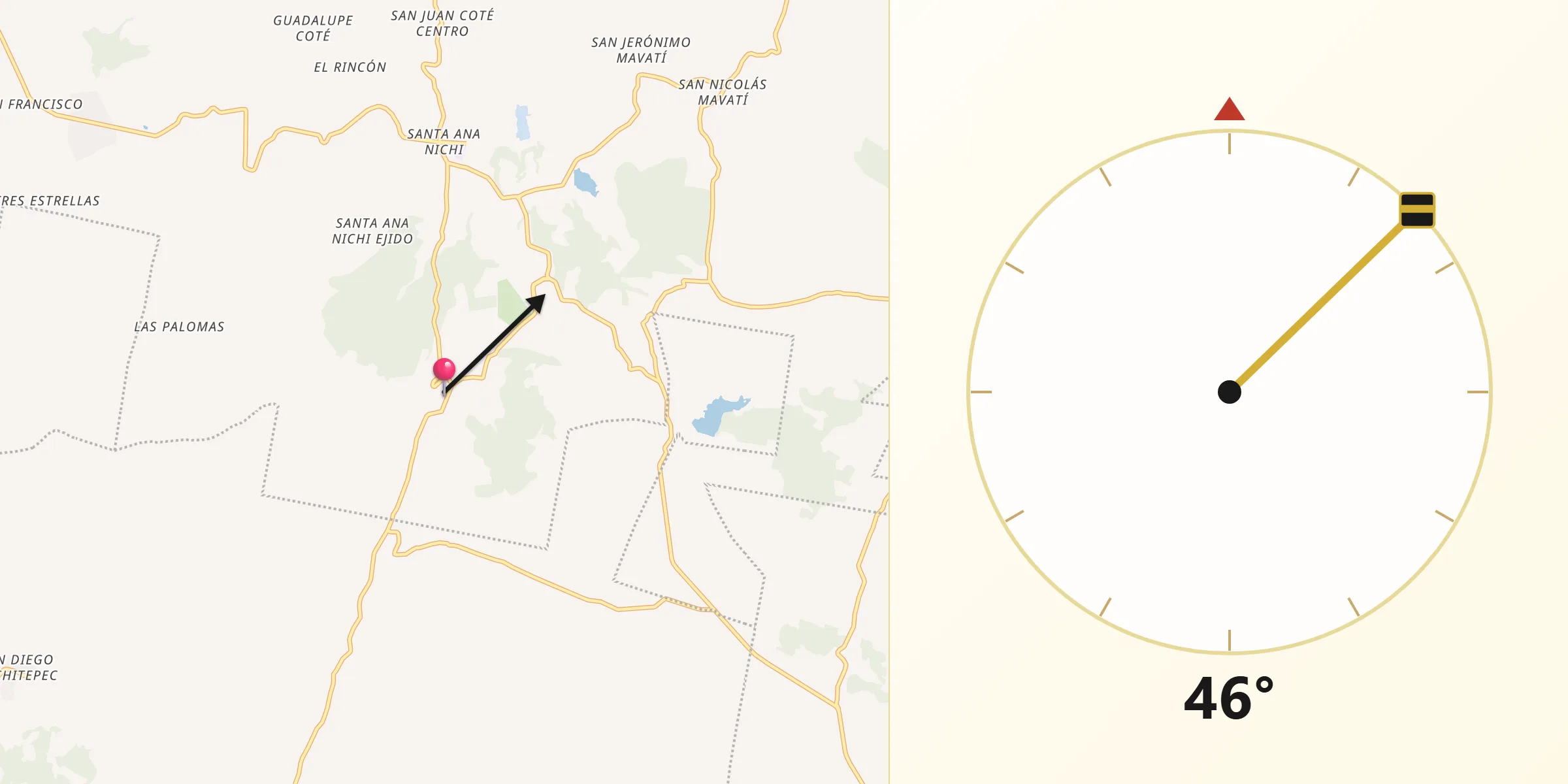 Dirección de la Qibla desde San Antonio de las Huertas