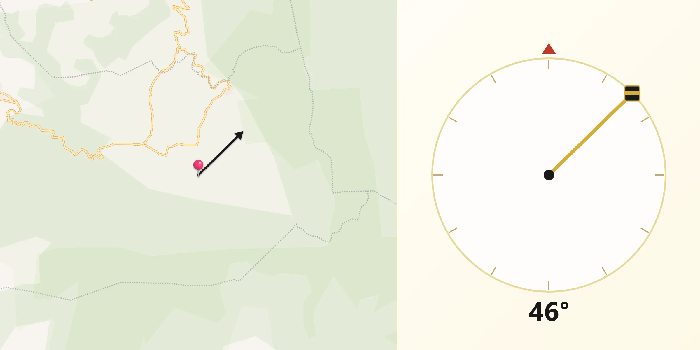 Dirección de la Qibla desde Manzana de San Luis