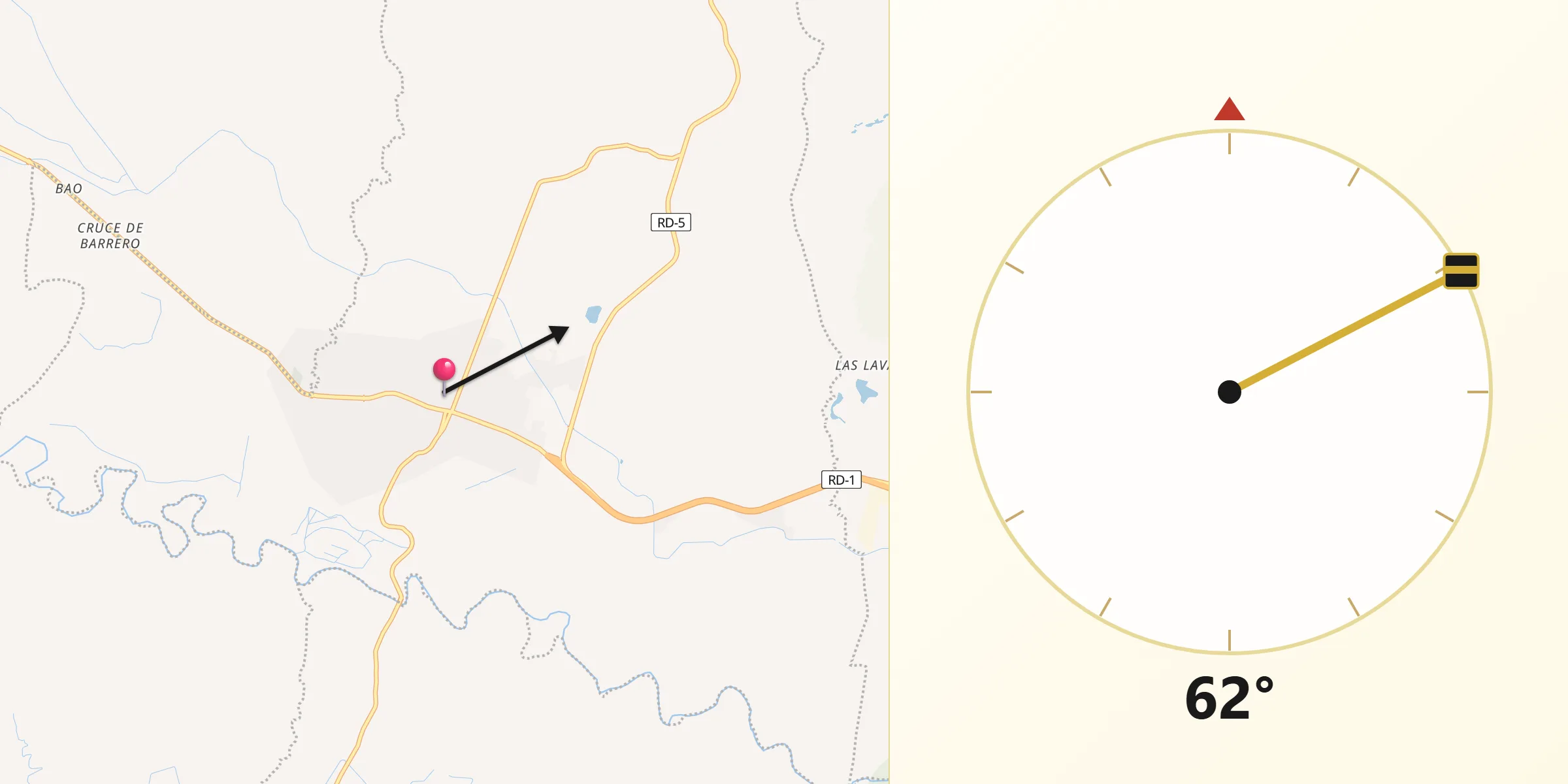 Dirección de la Qibla desde Villa Bisonó