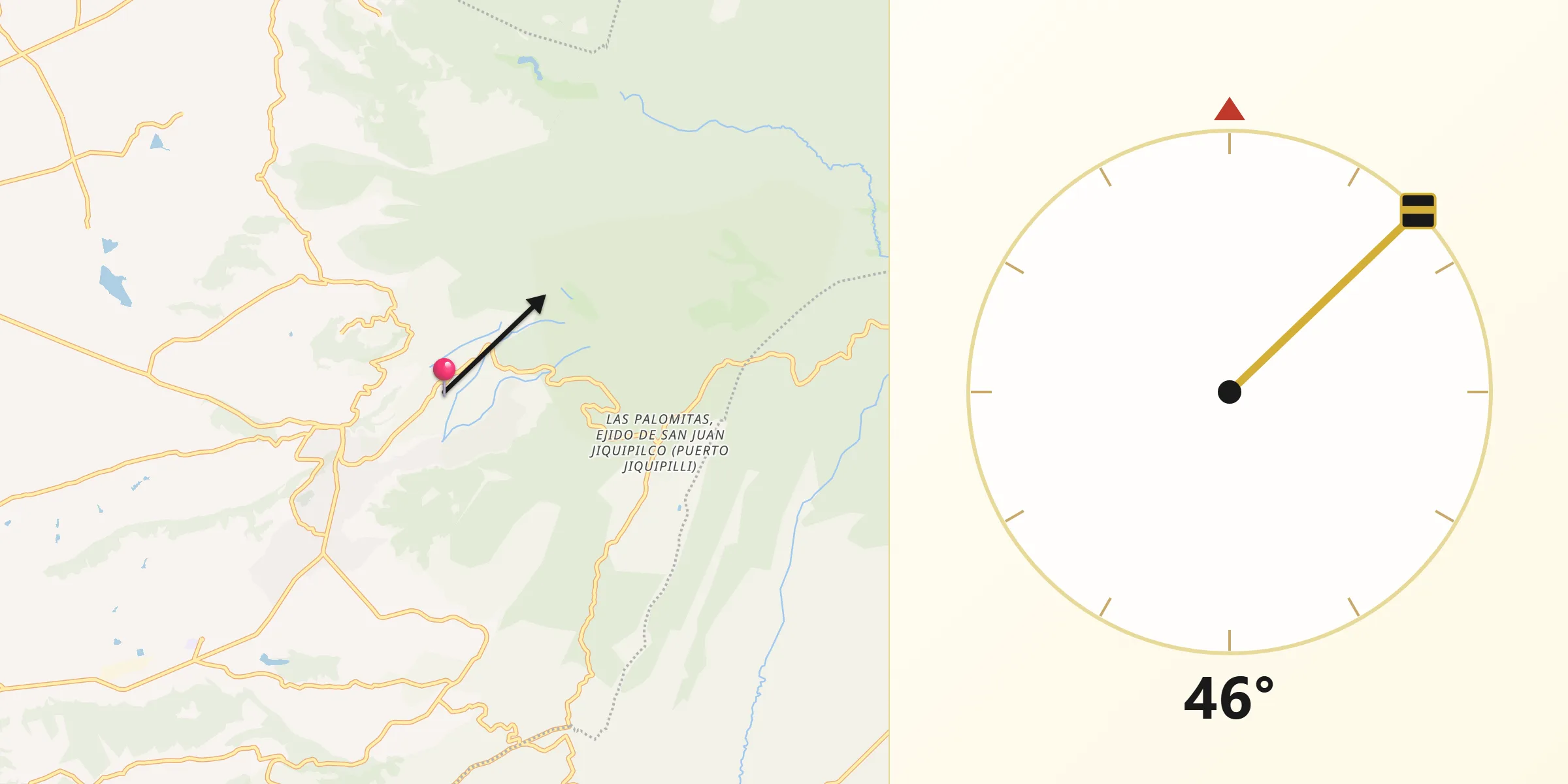 Dirección de la Qibla desde Manzana Segunda