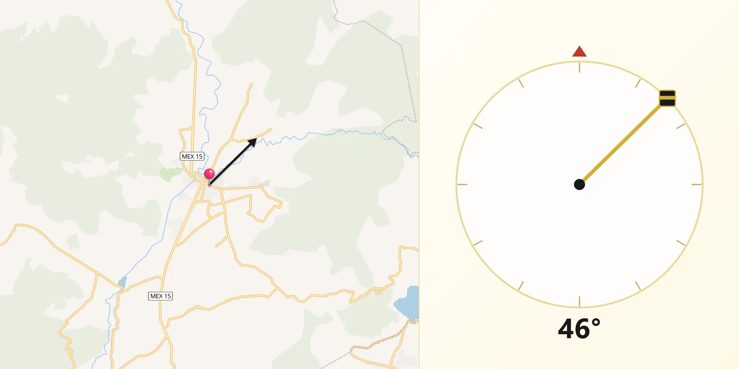 Dirección de la Qibla desde Tuxpan