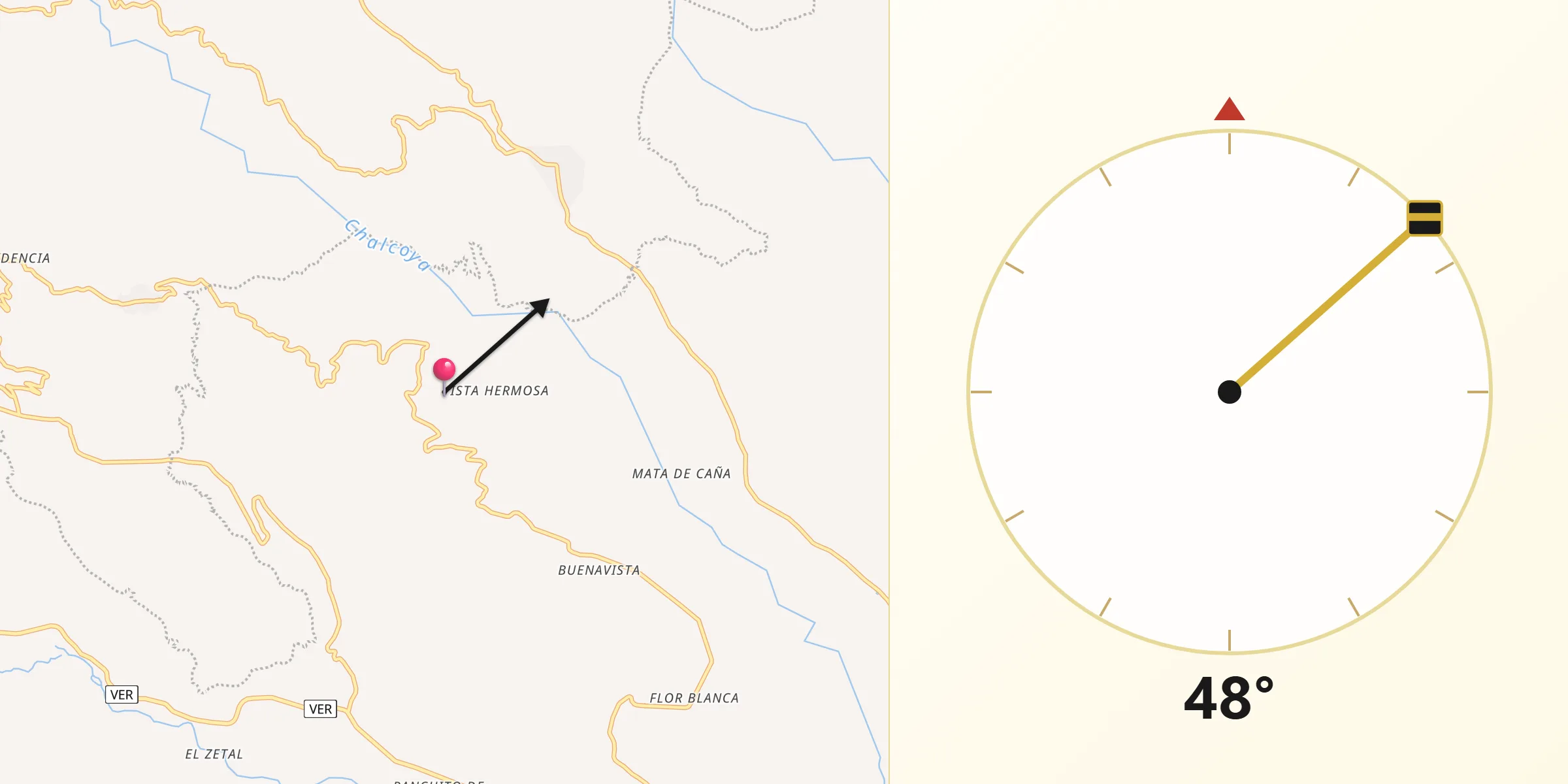 Dirección de la Qibla desde Cerro Gordo