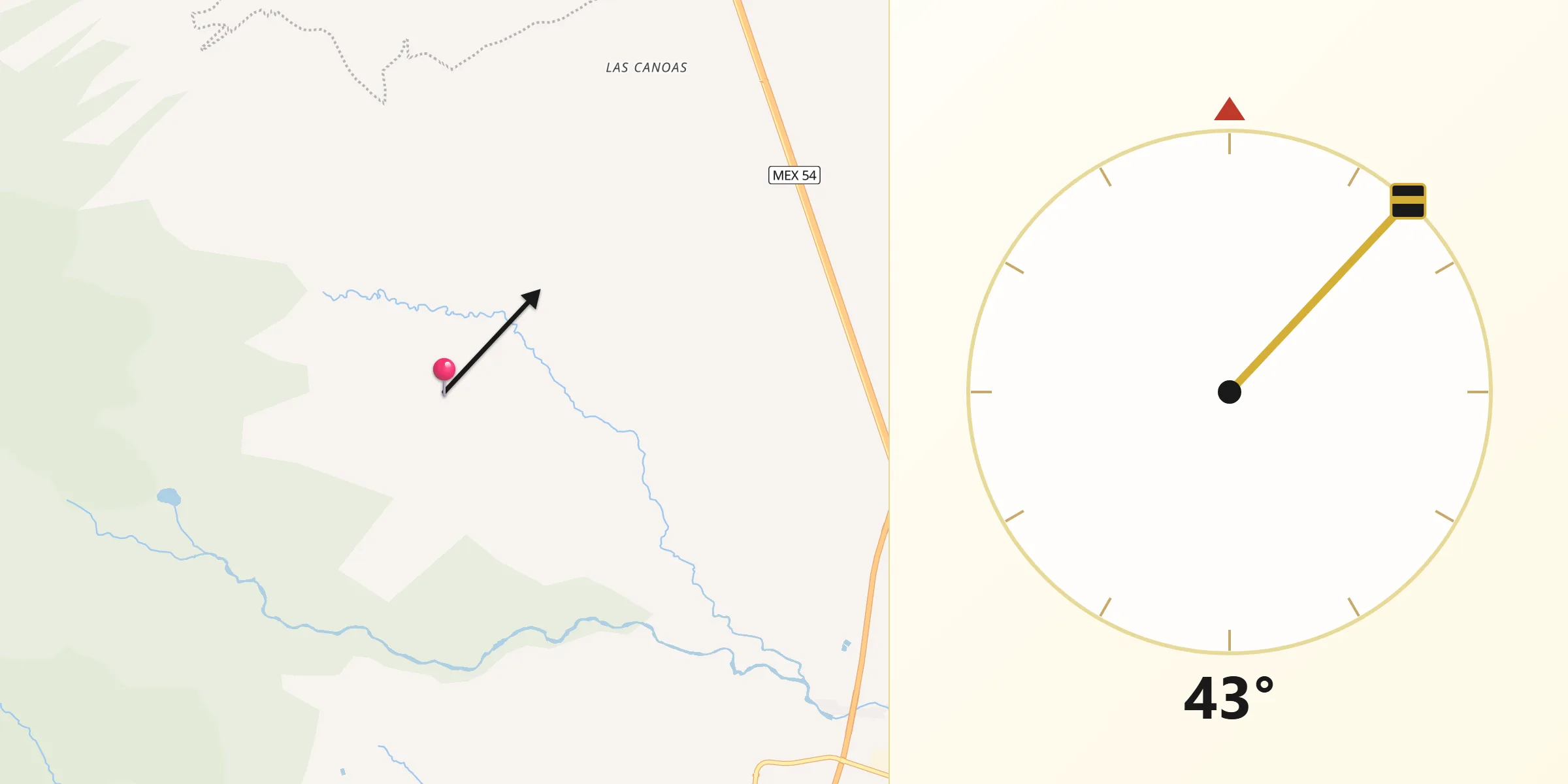 Dirección de la Qibla desde Los Mazos