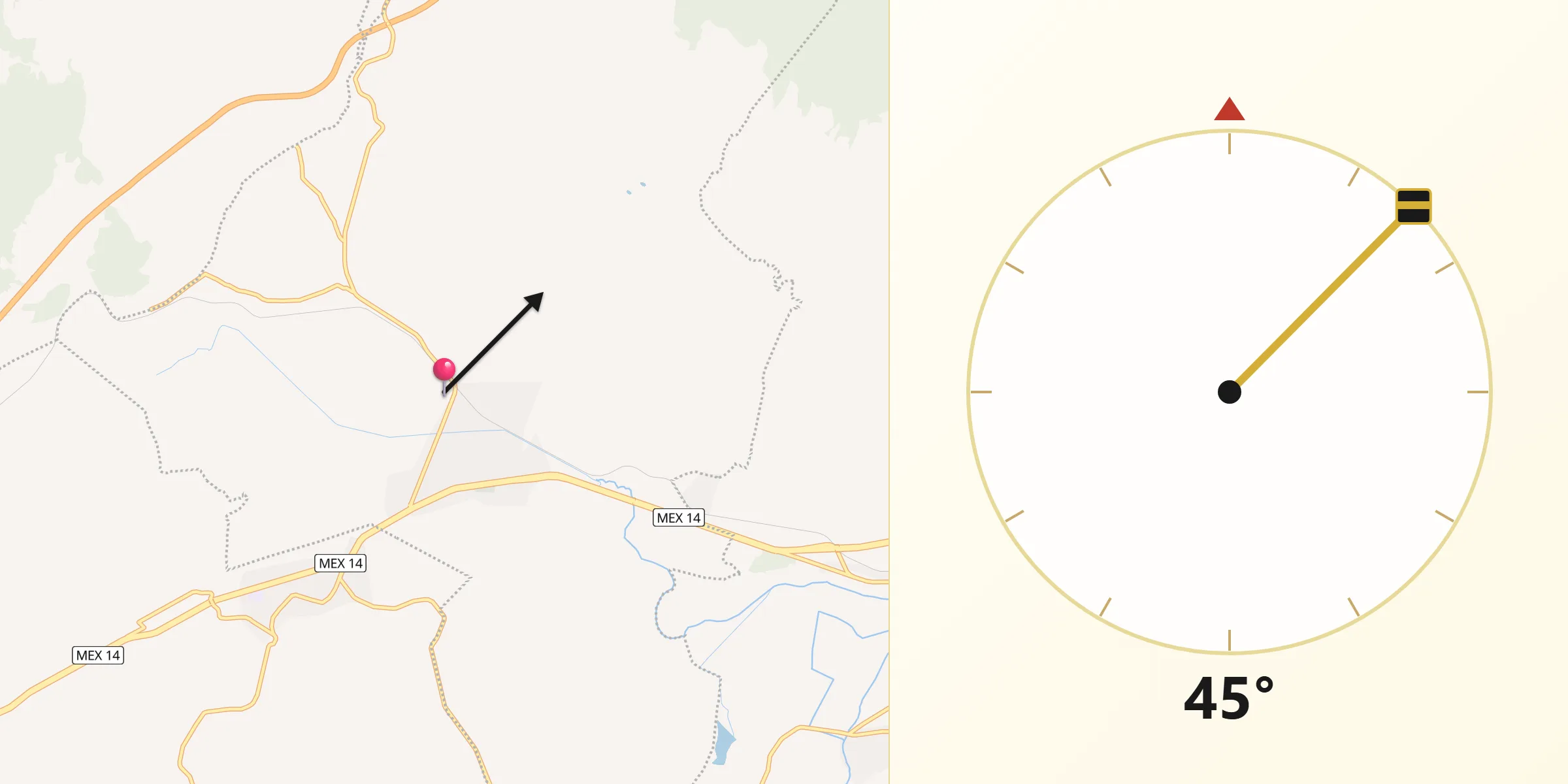 Dirección de la Qibla desde Lagunillas