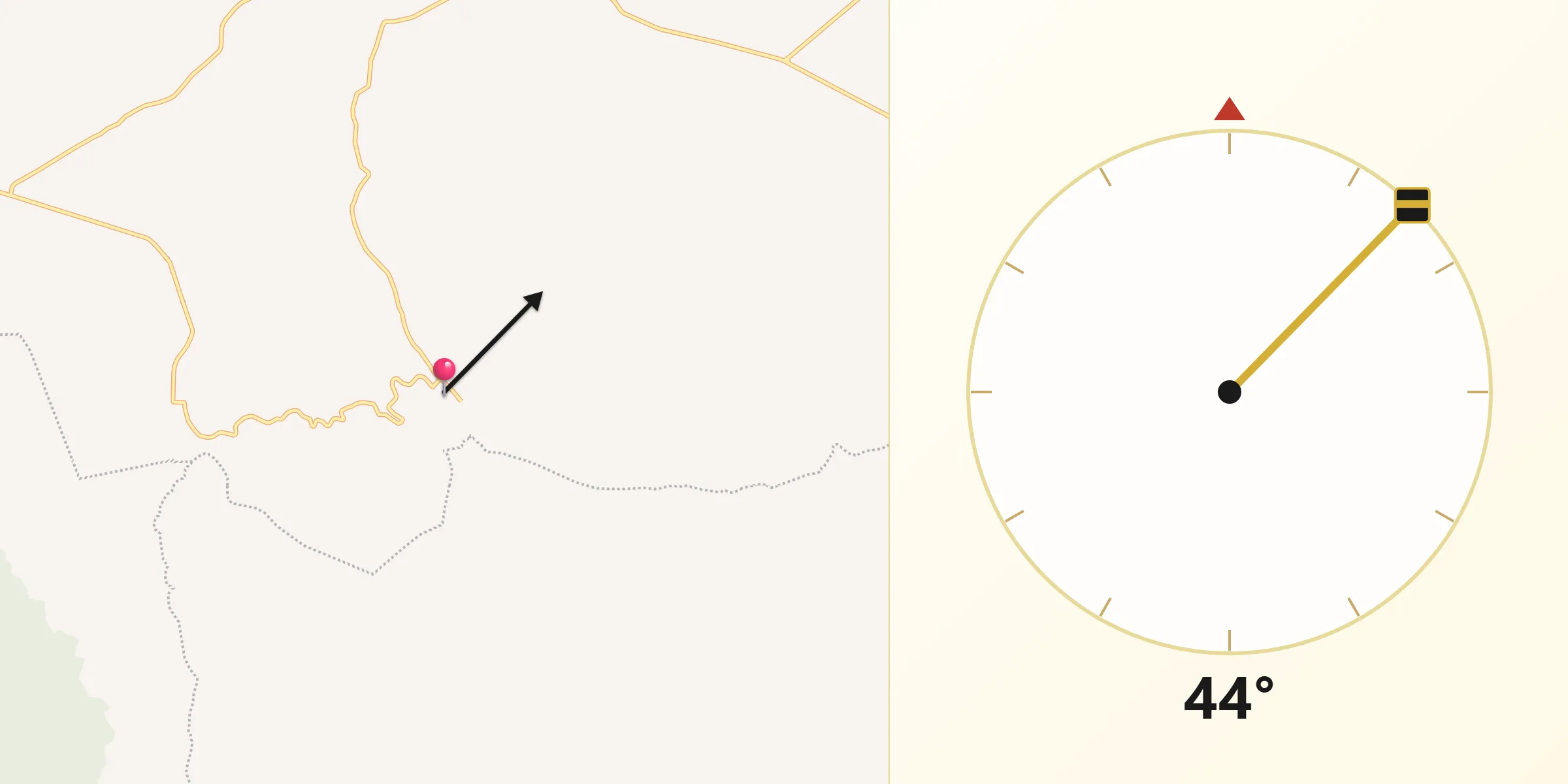 Dirección de la Qibla desde Comachuén