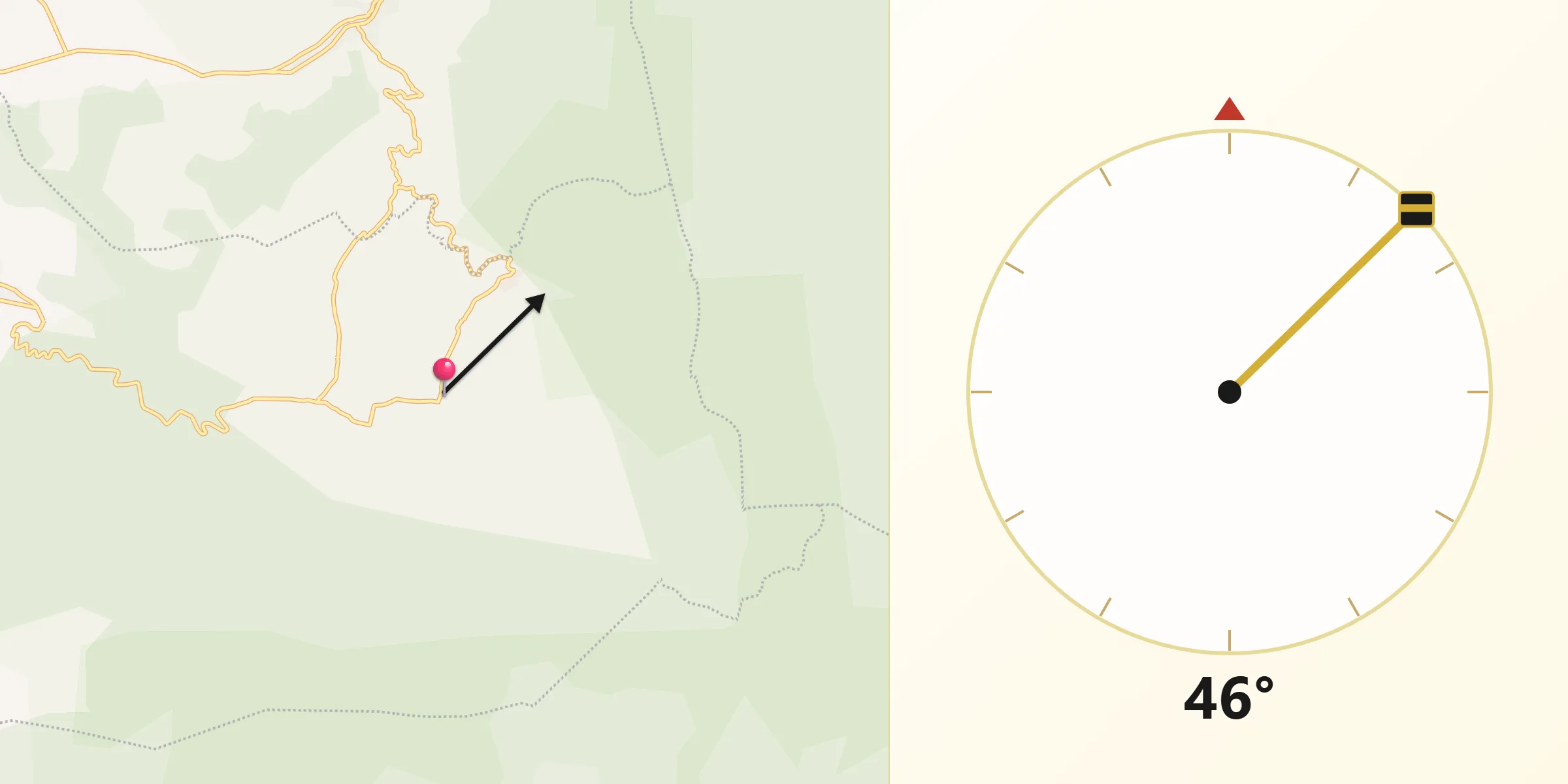 Dirección de la Qibla desde Ejido el Rosario