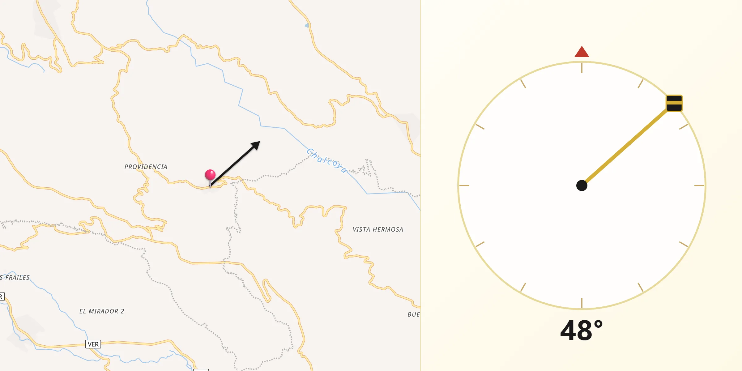 Dirección de la Qibla desde Blanca Espuma