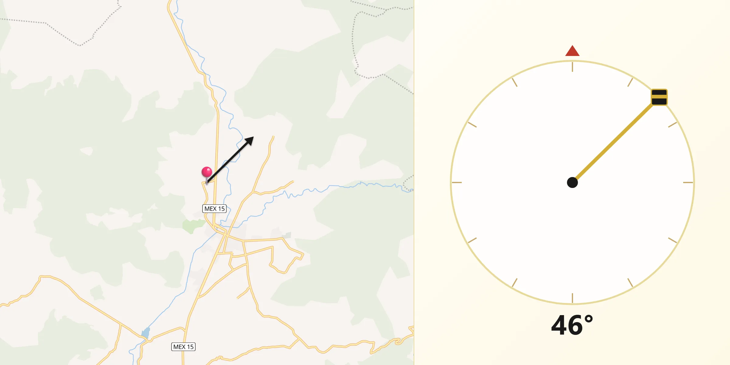 Dirección de la Qibla desde Santa Ana