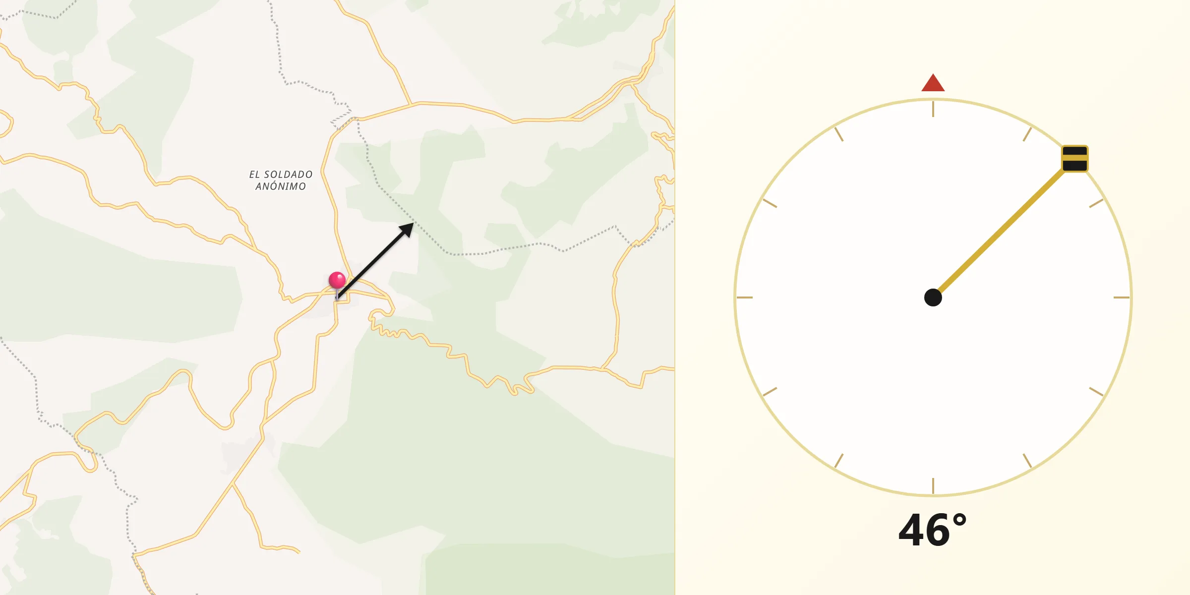 Dirección de la Qibla desde Ocampo