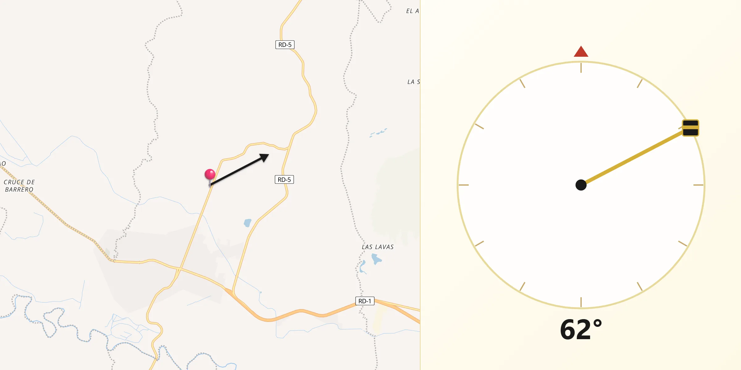 Dirección de la Qibla desde Bisonó