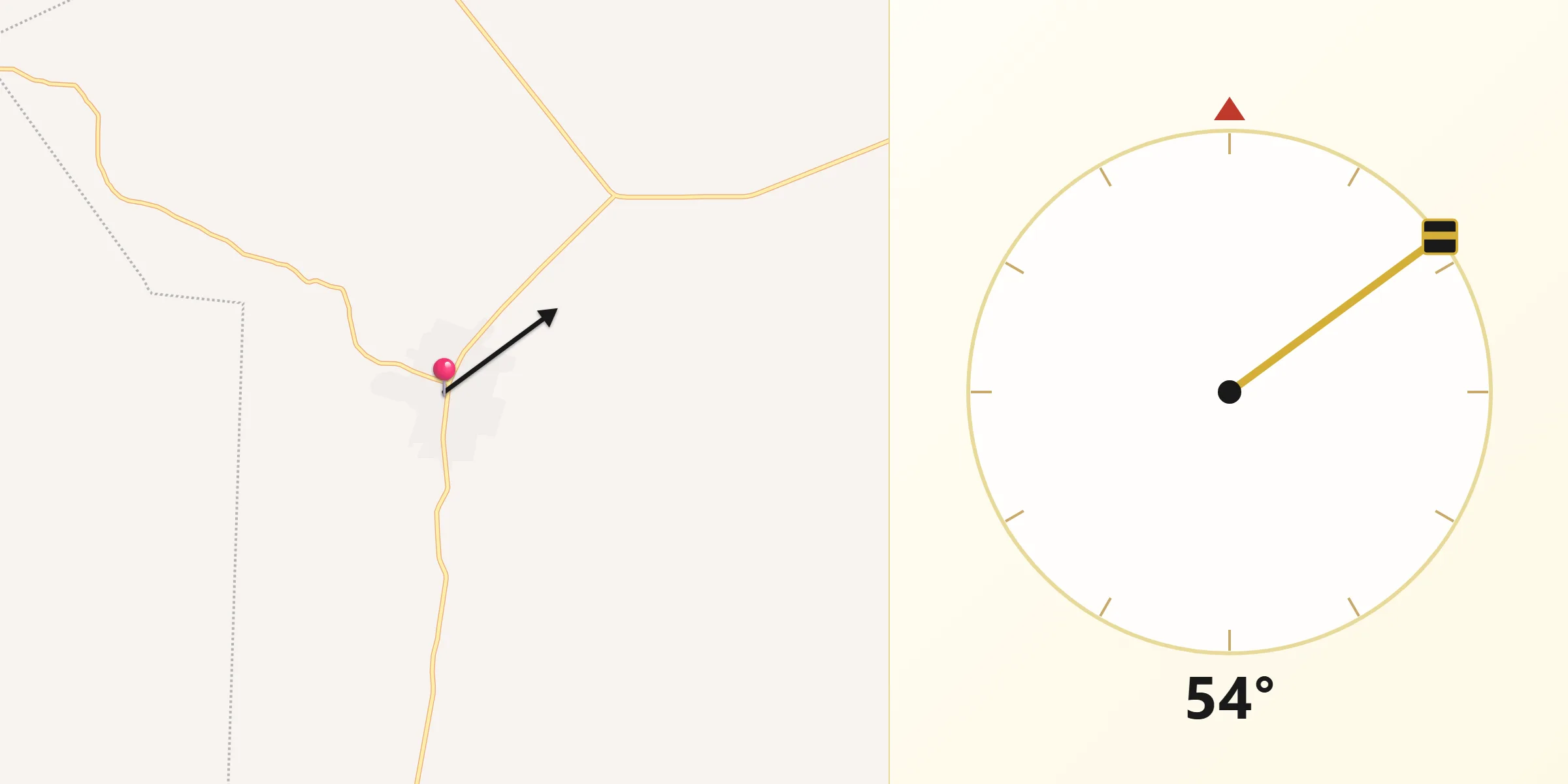 Dirección de la Qibla desde Chunhuhub