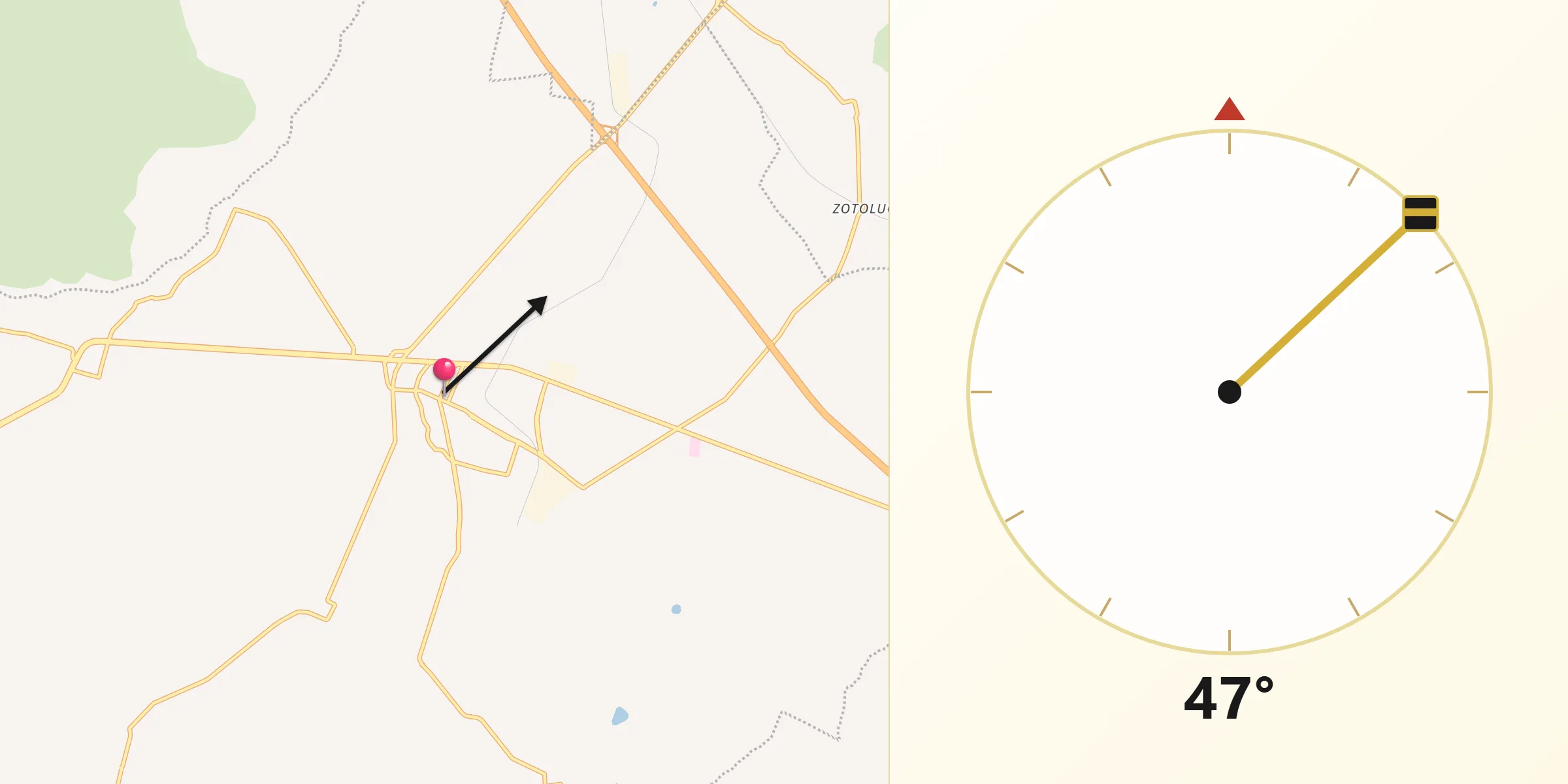 Dirección de la Qibla desde Calpulalpan