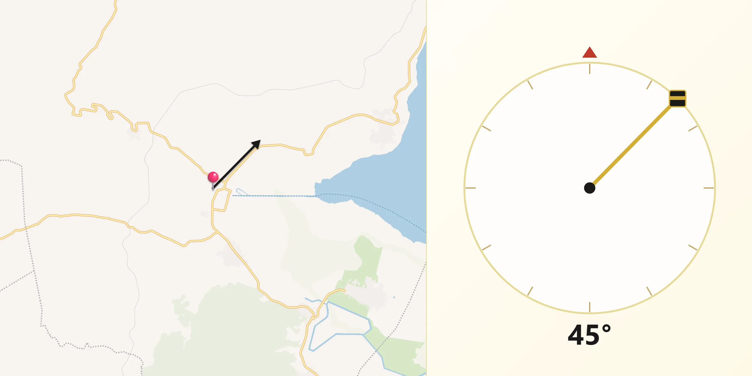 Dirección de la Qibla desde Erongarícuaro