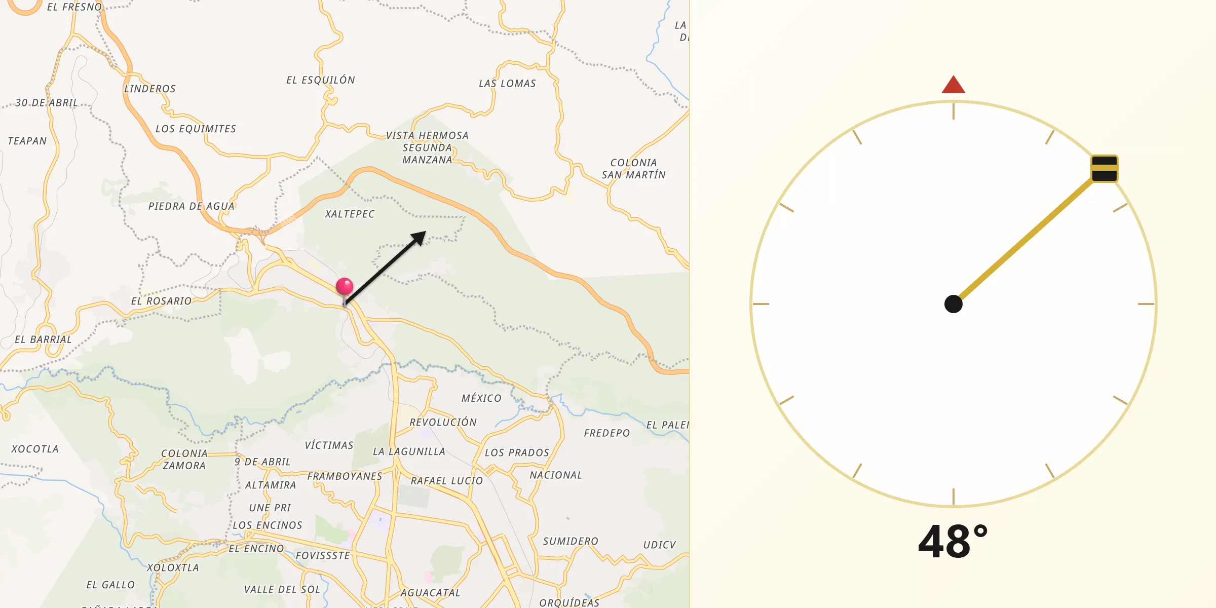 Dirección de la Qibla desde Banderilla