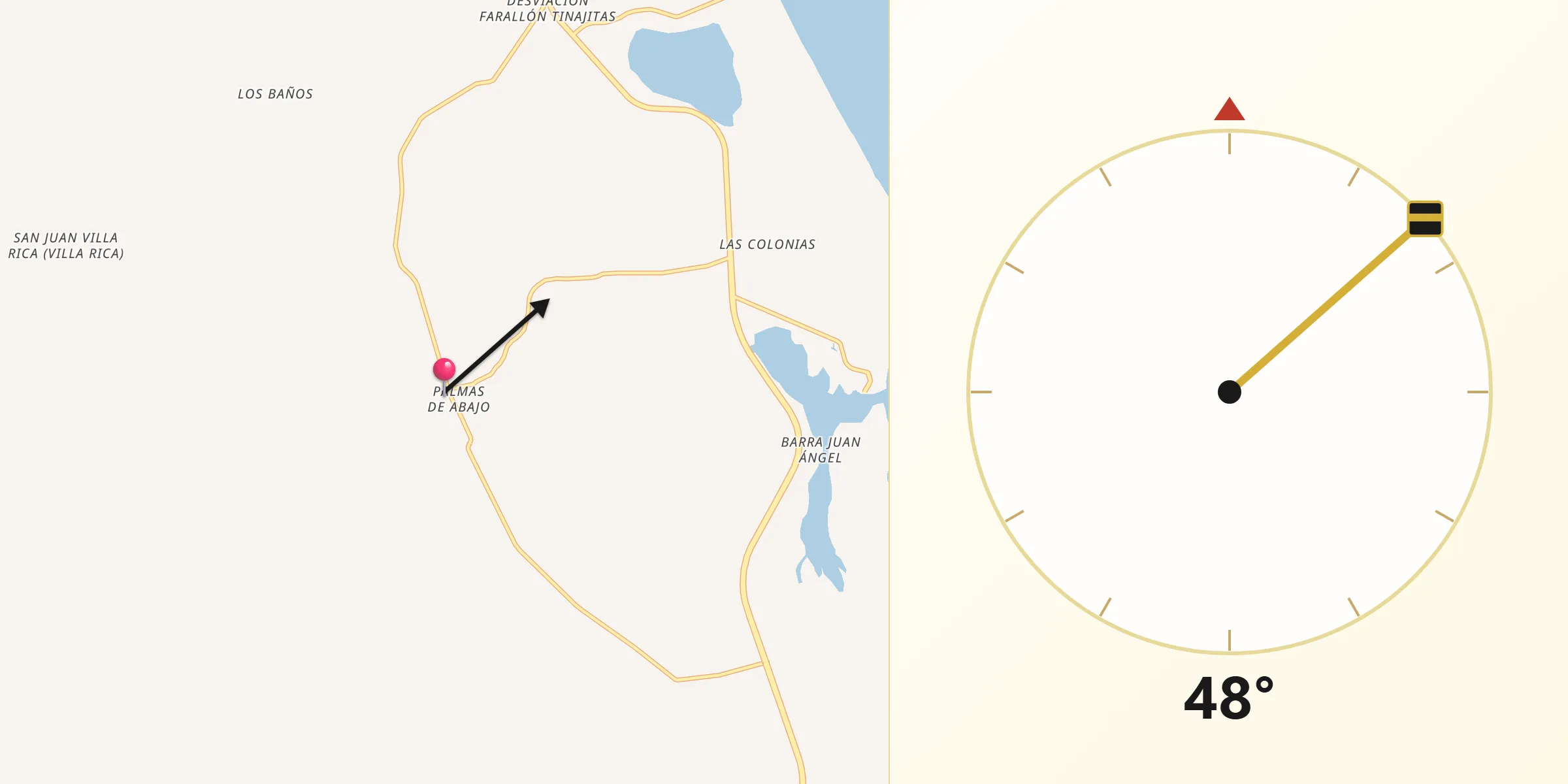 Dirección de la Qibla desde Palmas de Abajo