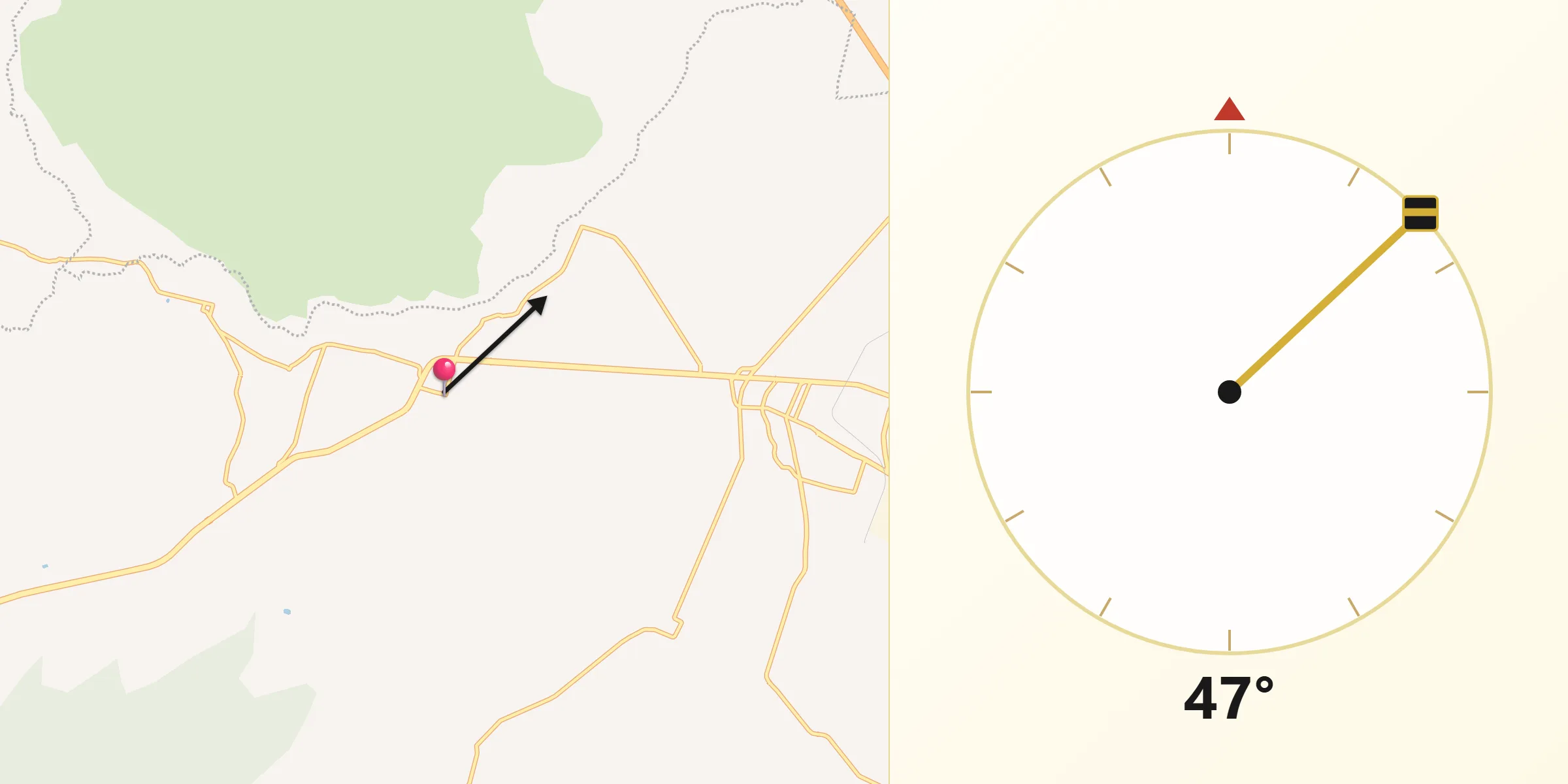 Dirección de la Qibla desde San Felipe Sultepec