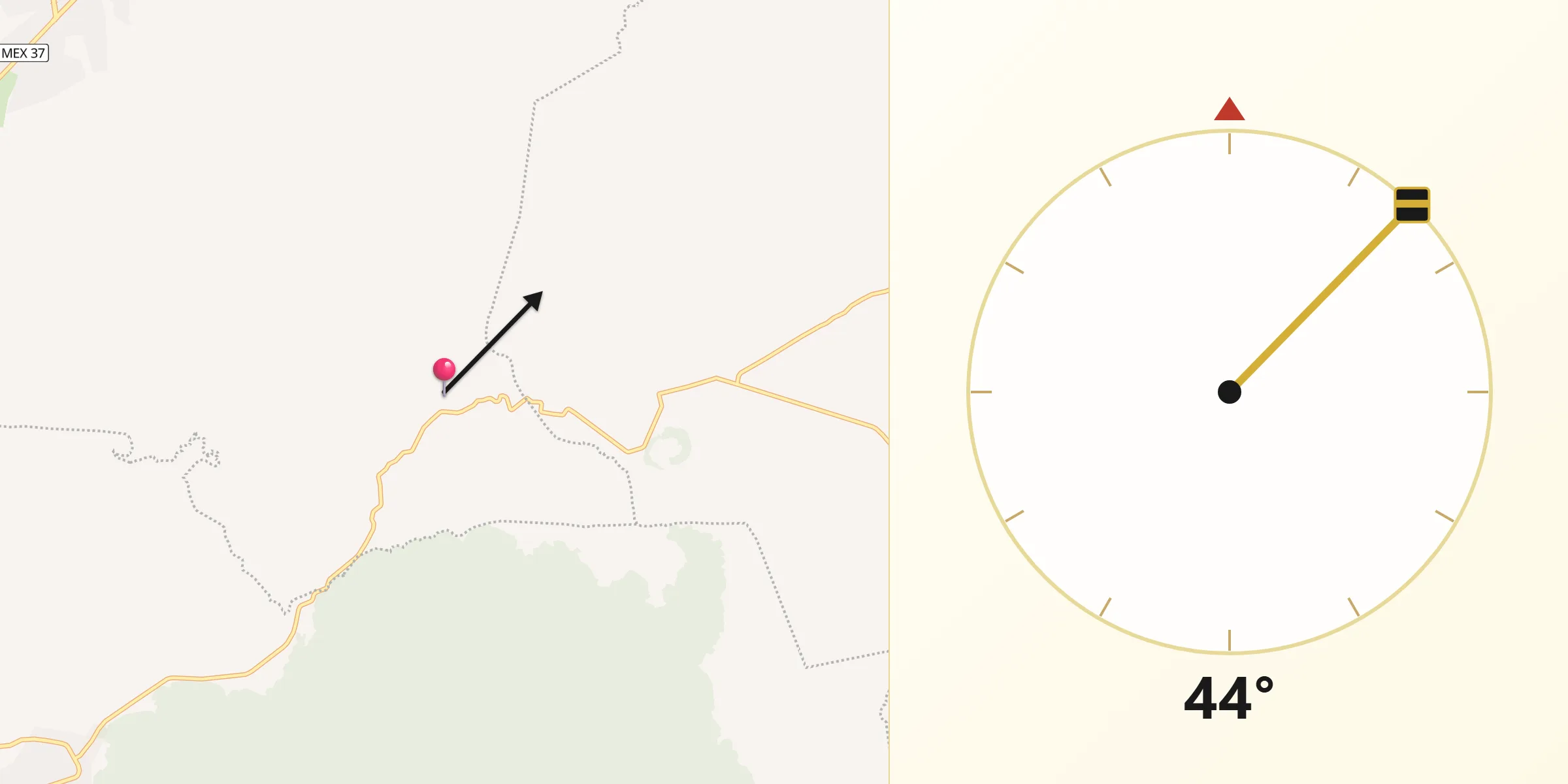 Dirección de la Qibla desde Quinceo