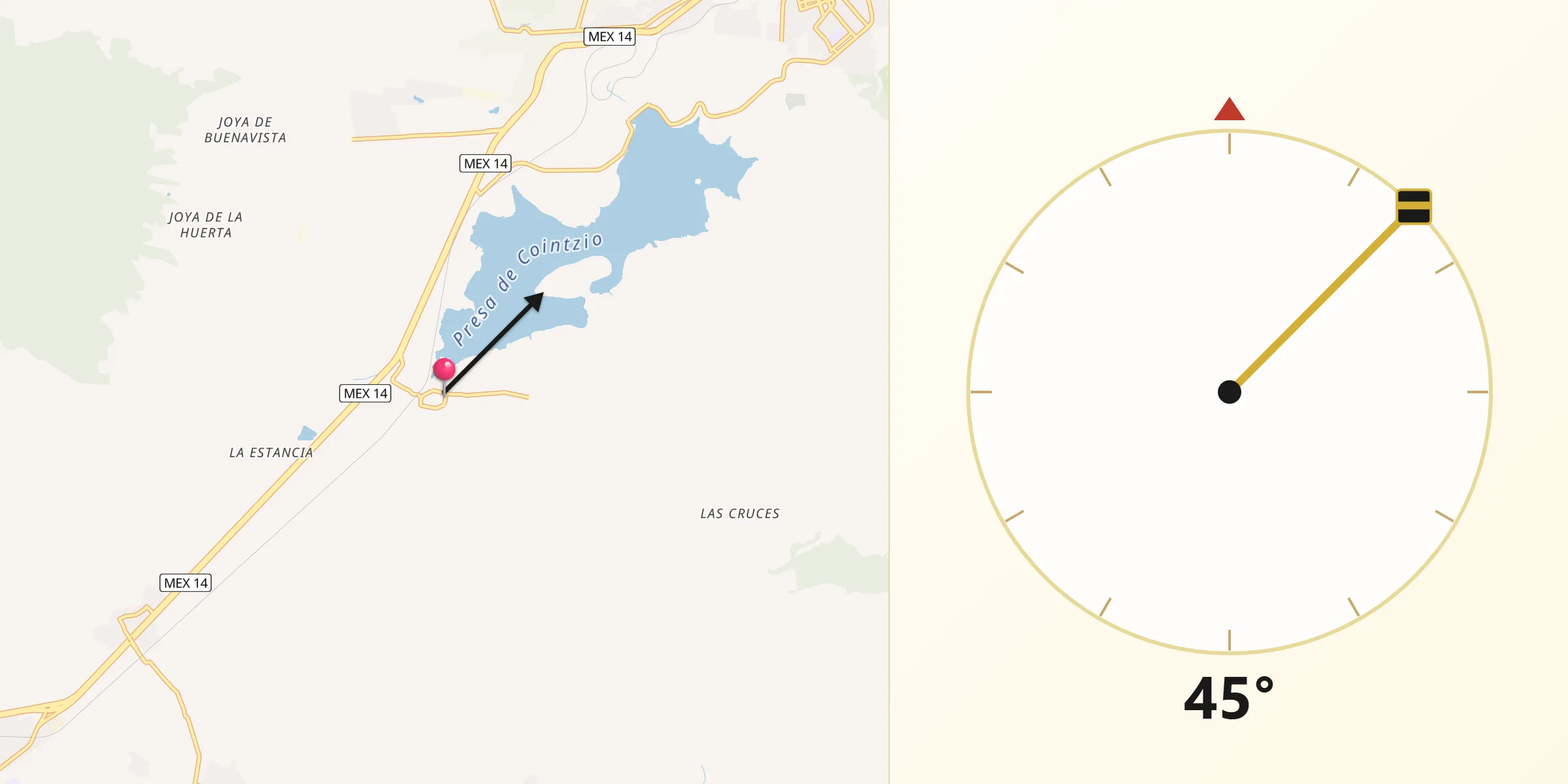 Dirección de la Qibla desde Santiago Undameo