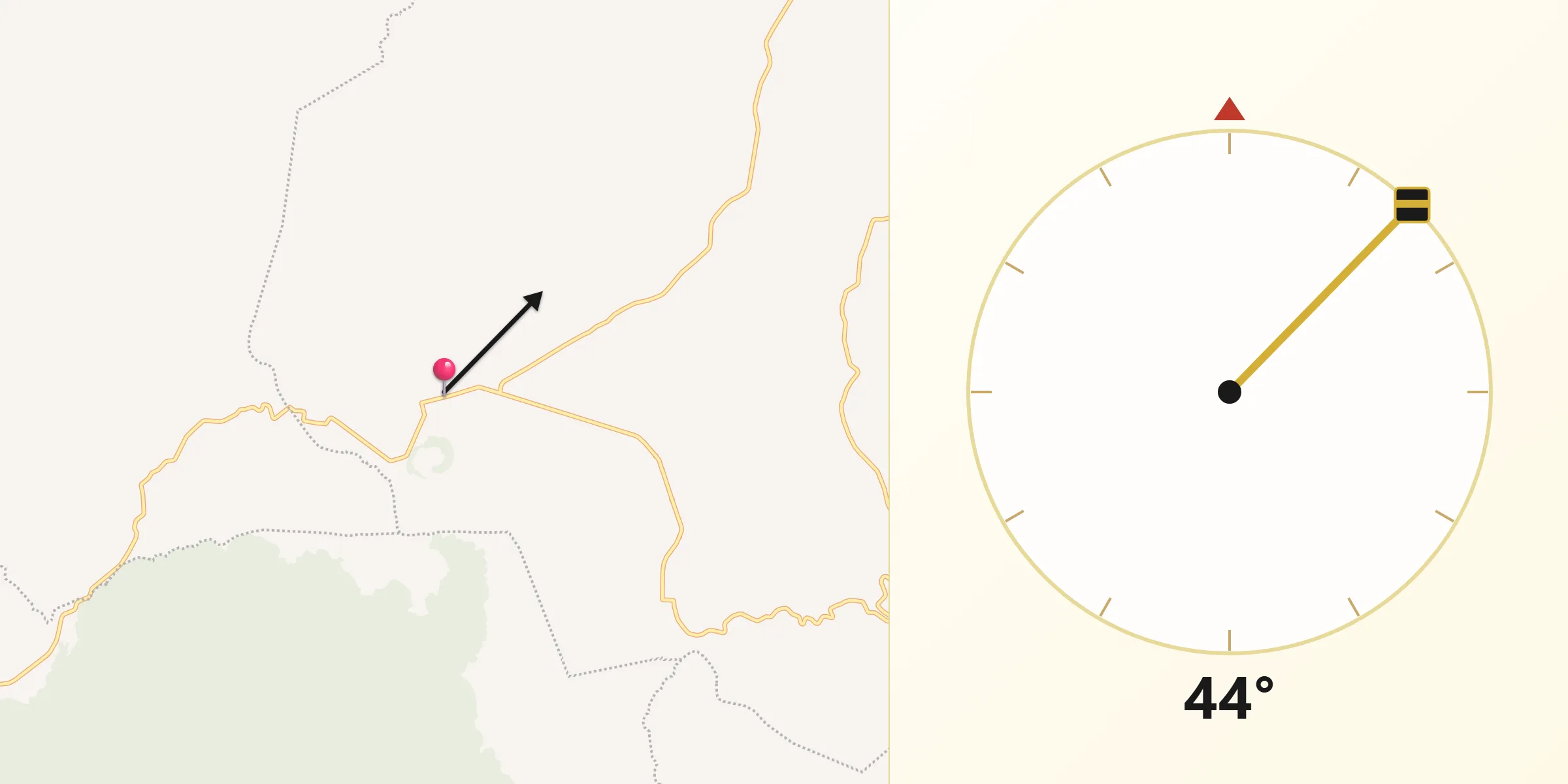 Dirección de la Qibla desde Arantepacua