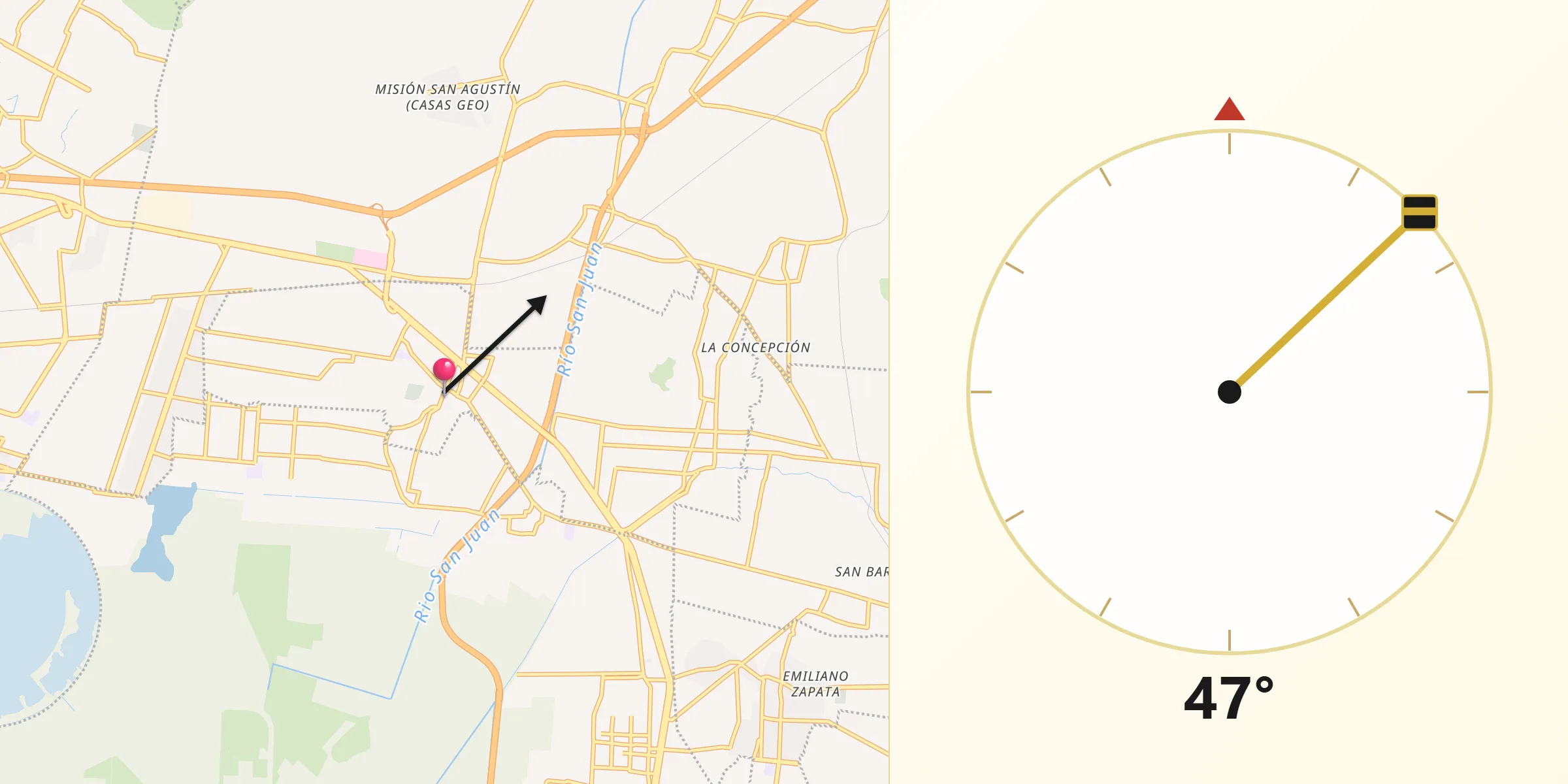 Dirección de la Qibla desde Tequisistlán