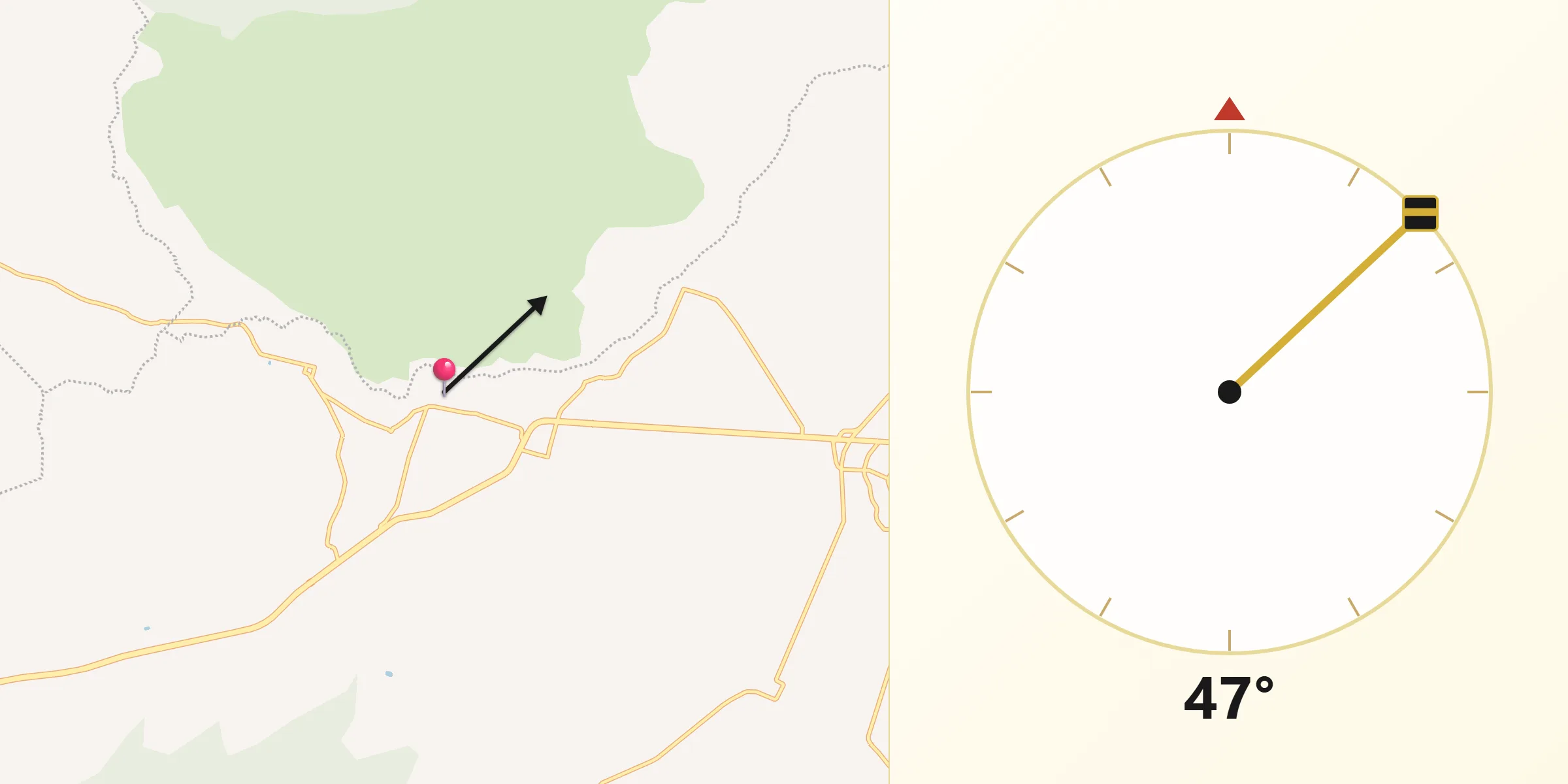 Dirección de la Qibla desde San Marcos Guaquilpan