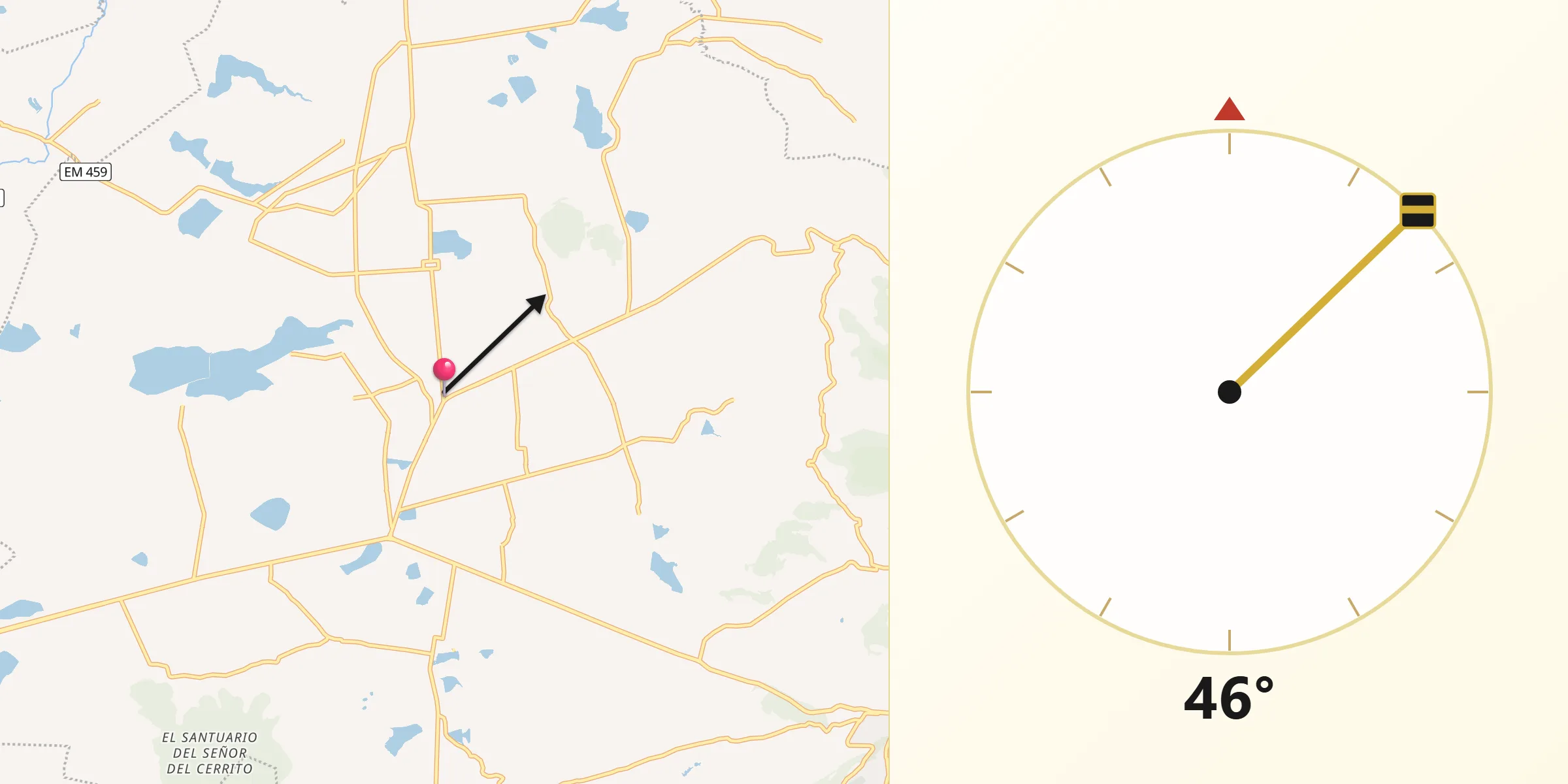 Dirección de la Qibla desde San José del Sitio