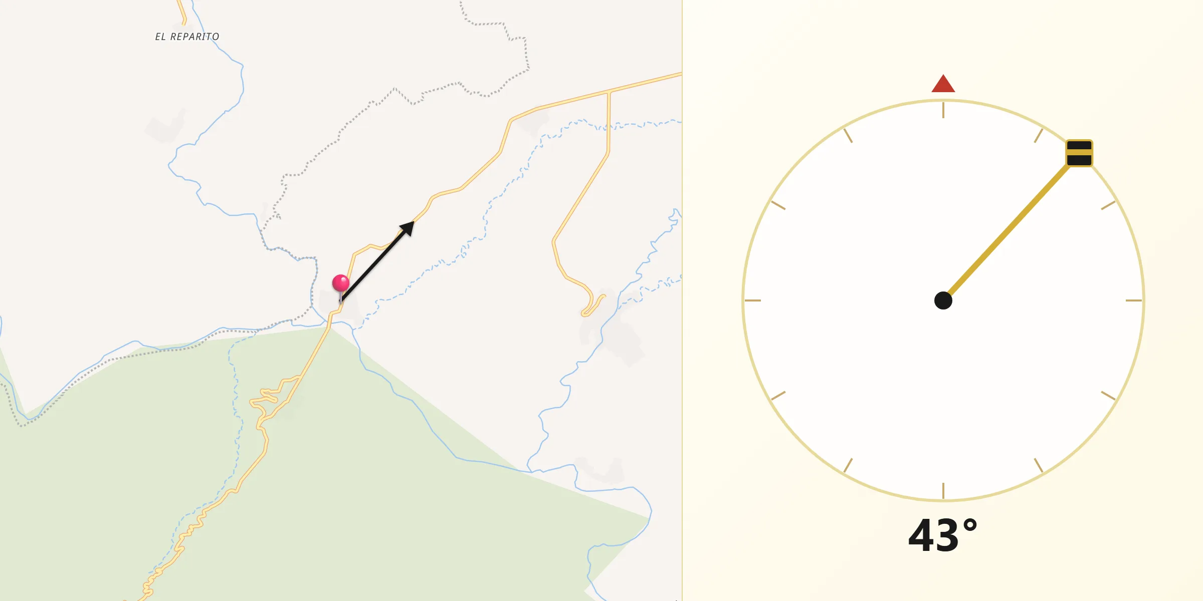 Dirección de la Qibla desde El Paso Real