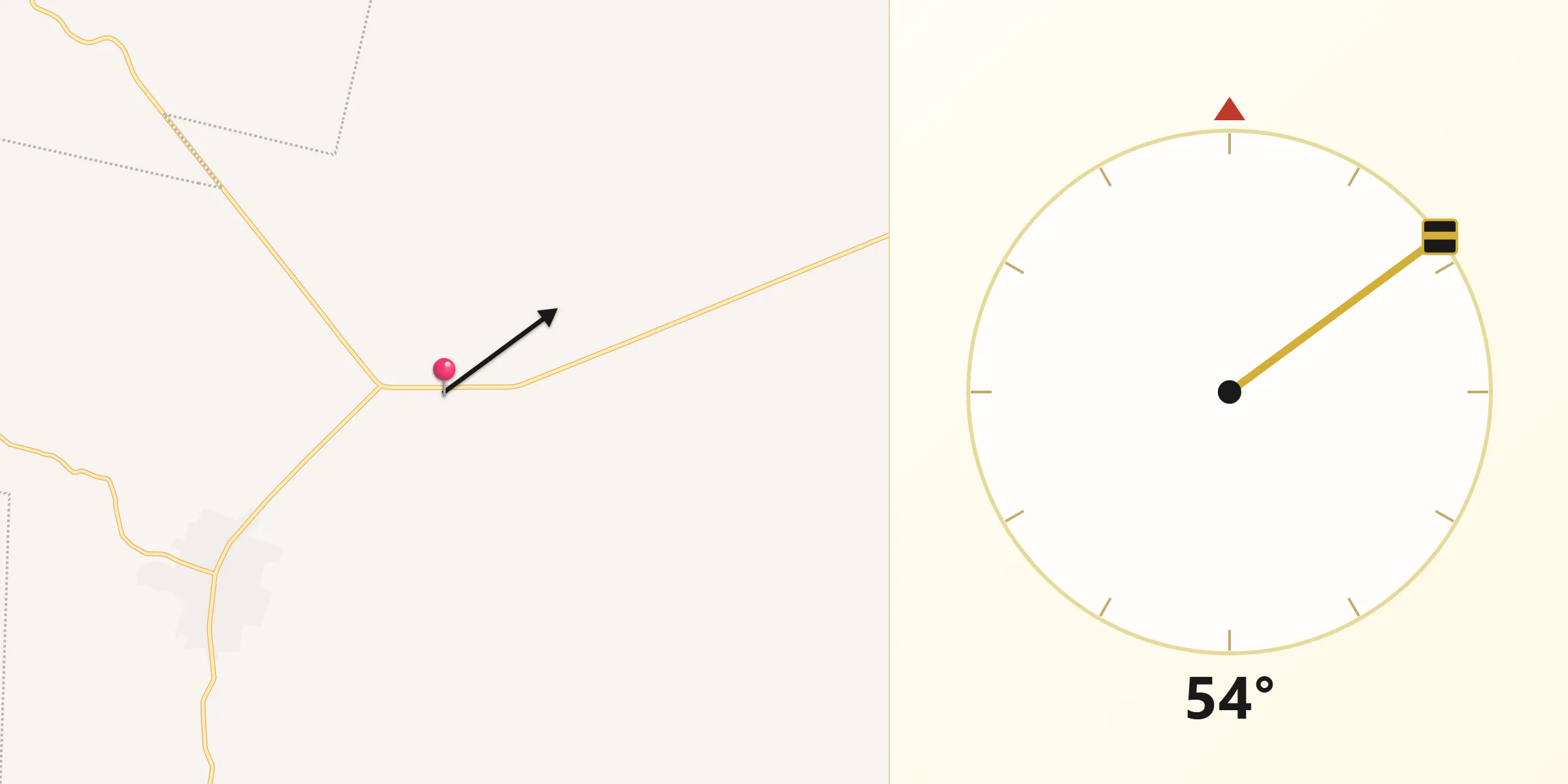 Dirección de la Qibla desde Polyuc