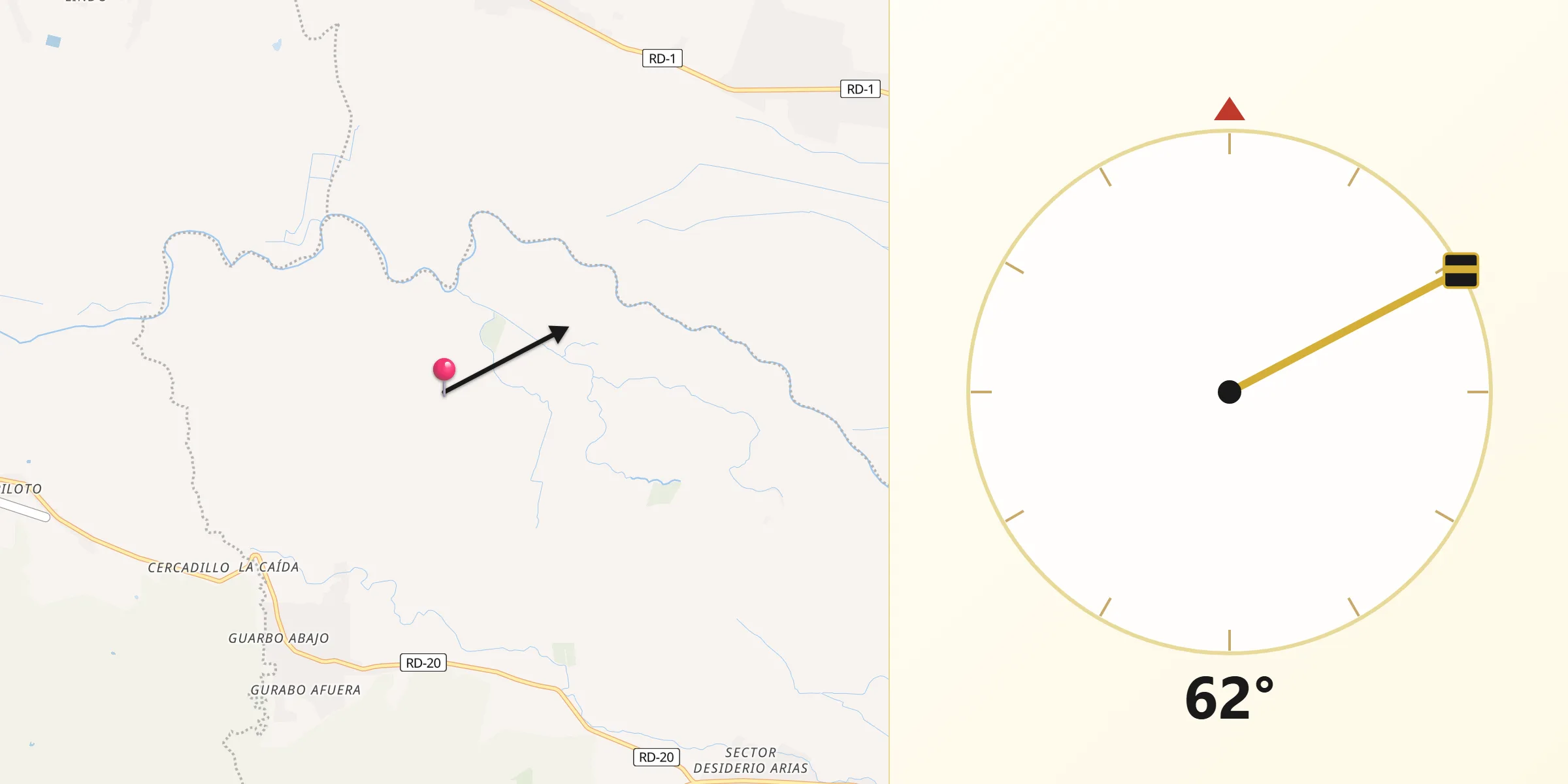 Dirección de la Qibla desde Jaibón