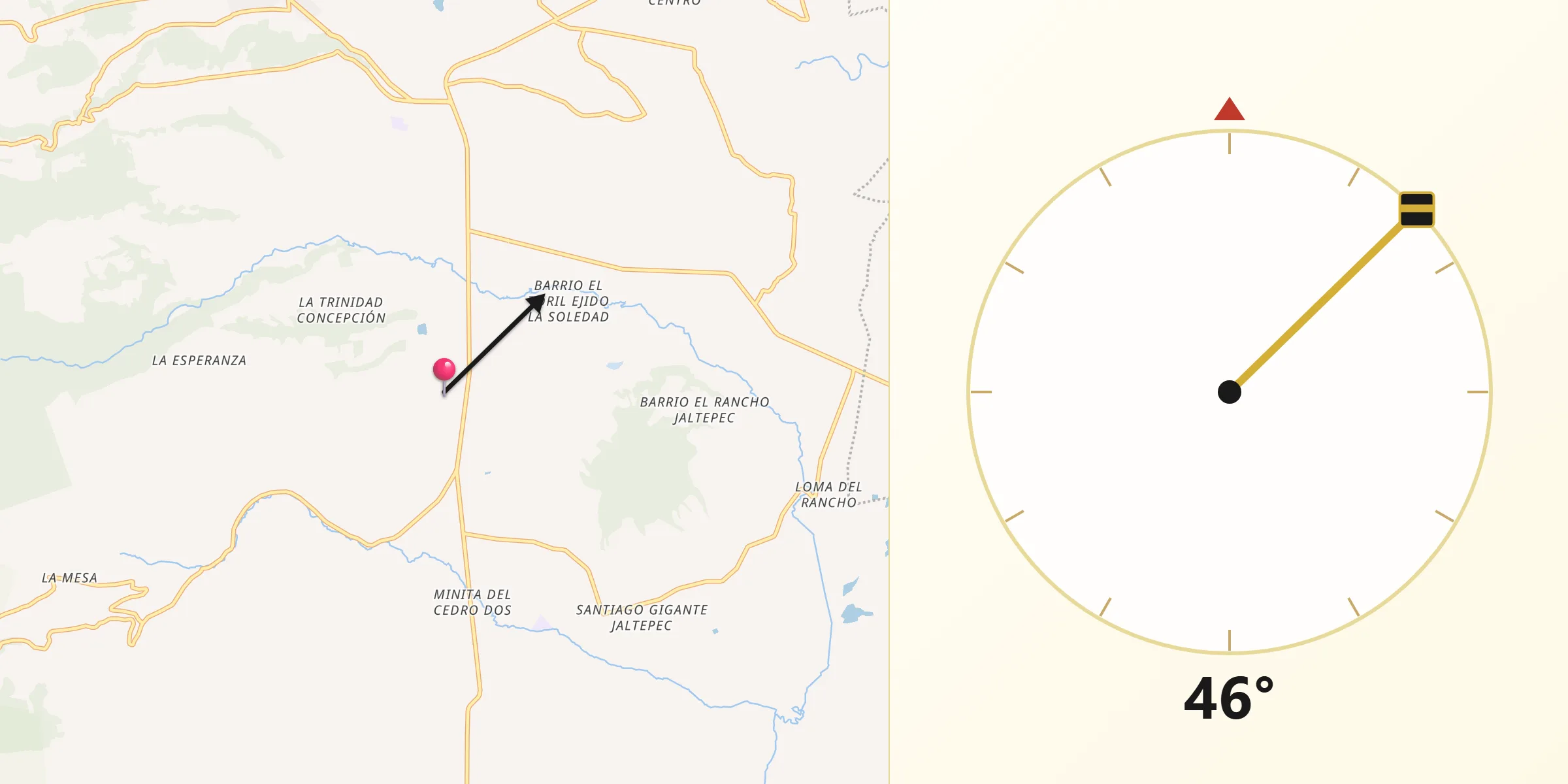 Dirección de la Qibla desde Guadalupe Buenavista