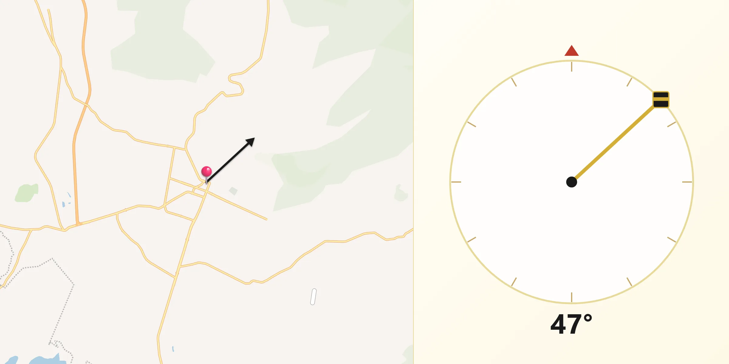 Dirección de la Qibla desde Tlaxco