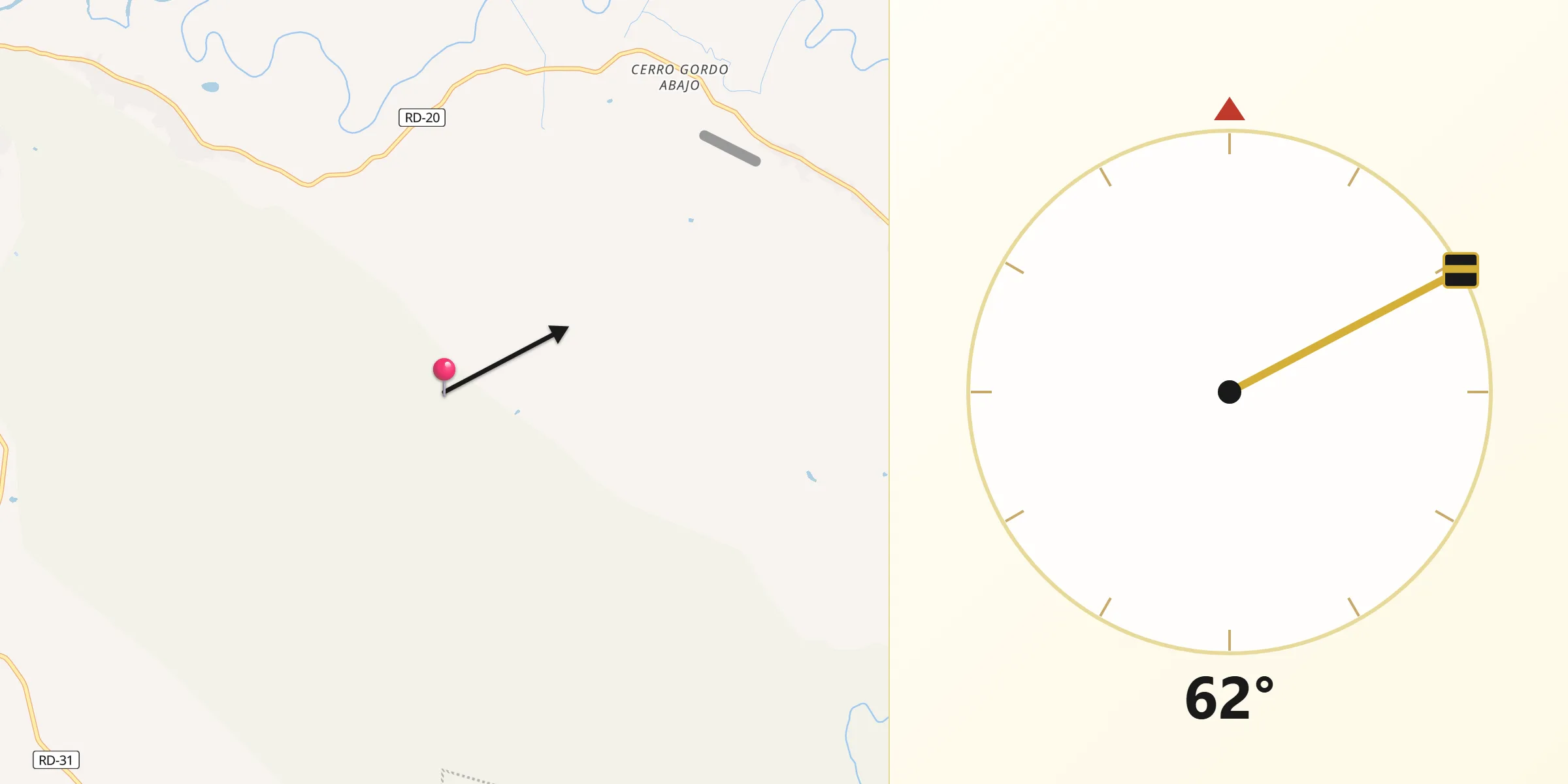 Dirección de la Qibla desde Guayubín