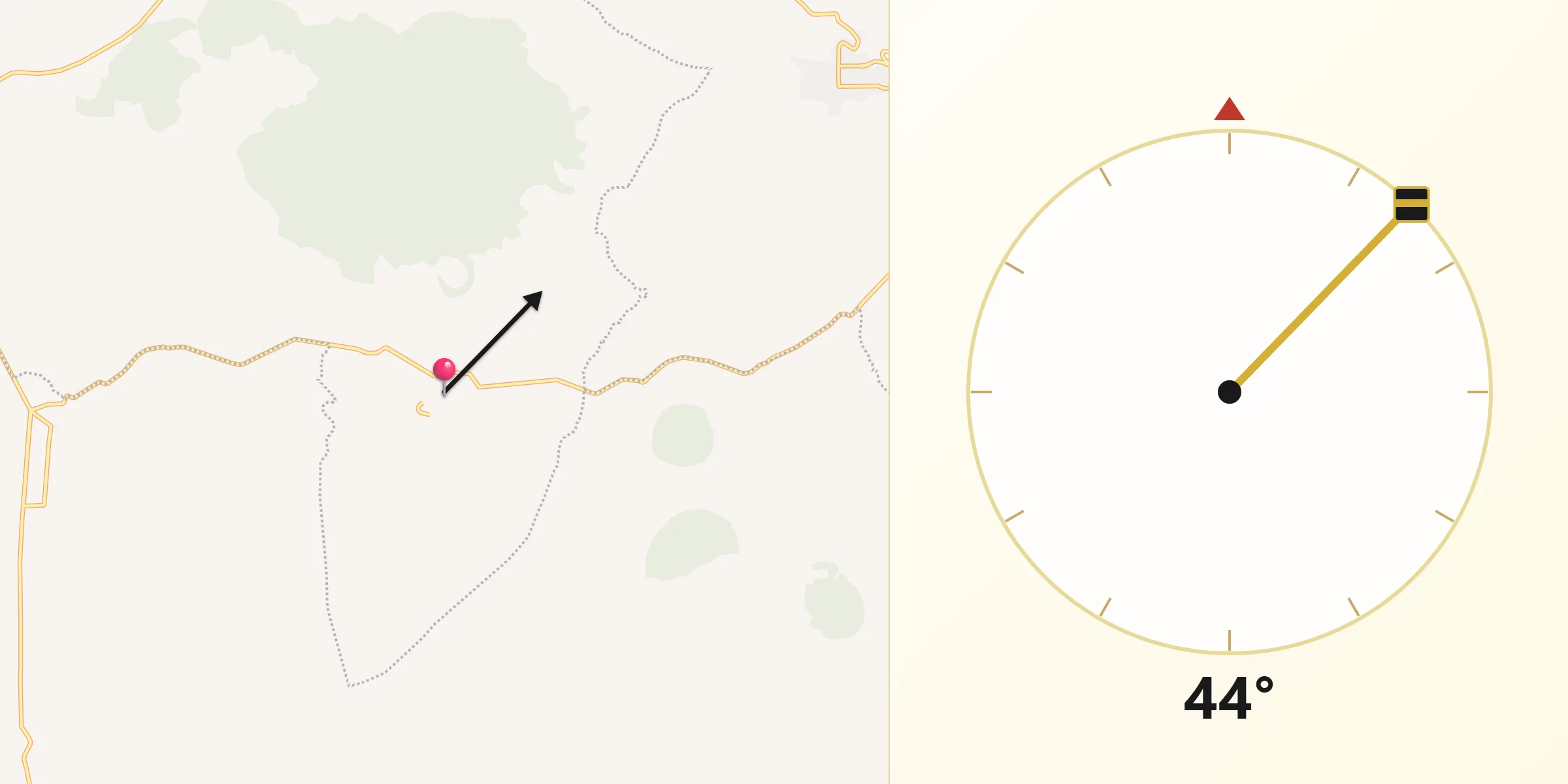 Dirección de la Qibla desde San Felipe de los Herreros