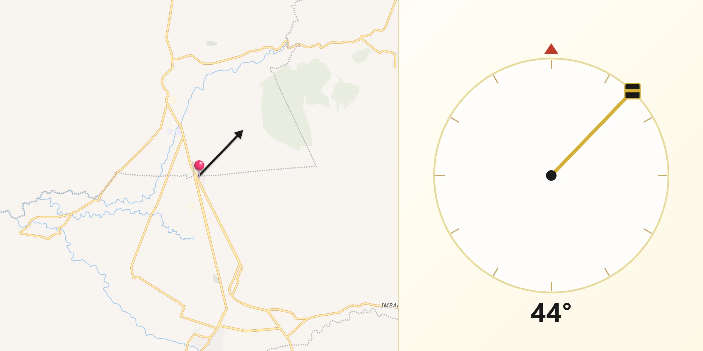 Dirección de la Qibla desde La Higuerita (Colonia San Rafael)