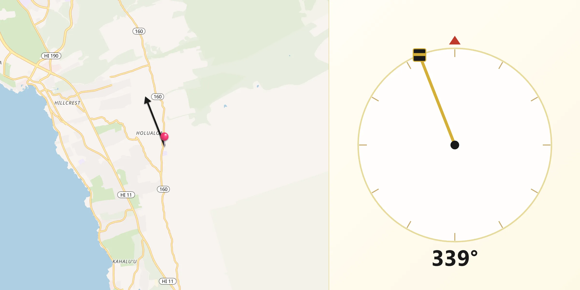 Qibla Direction from Hōlualoa