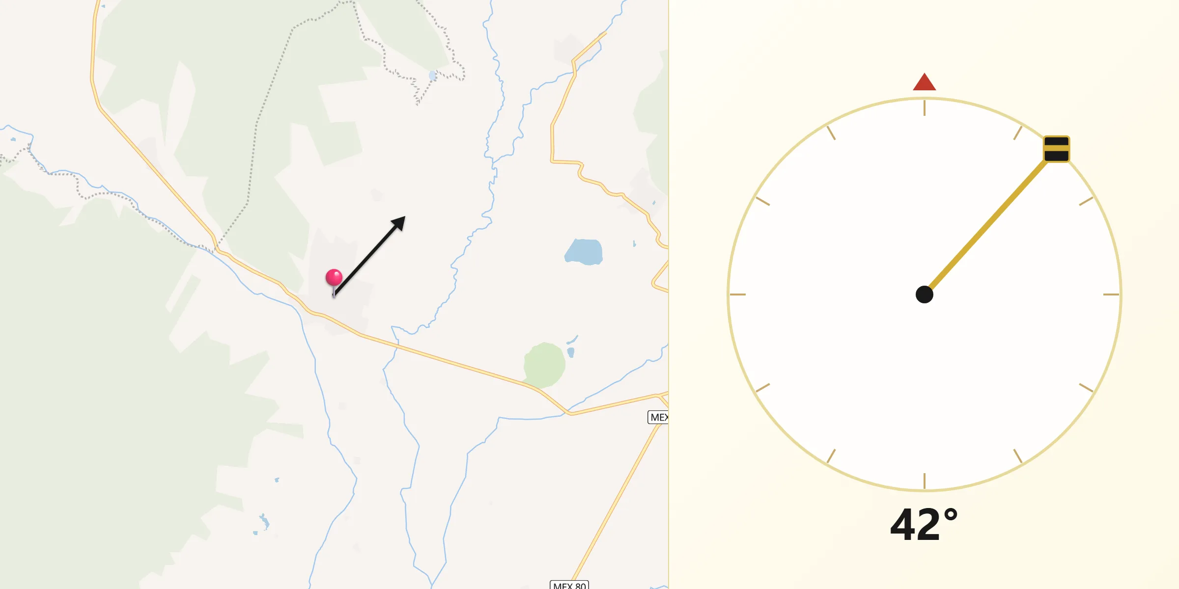 Dirección de la Qibla desde Lo Arado