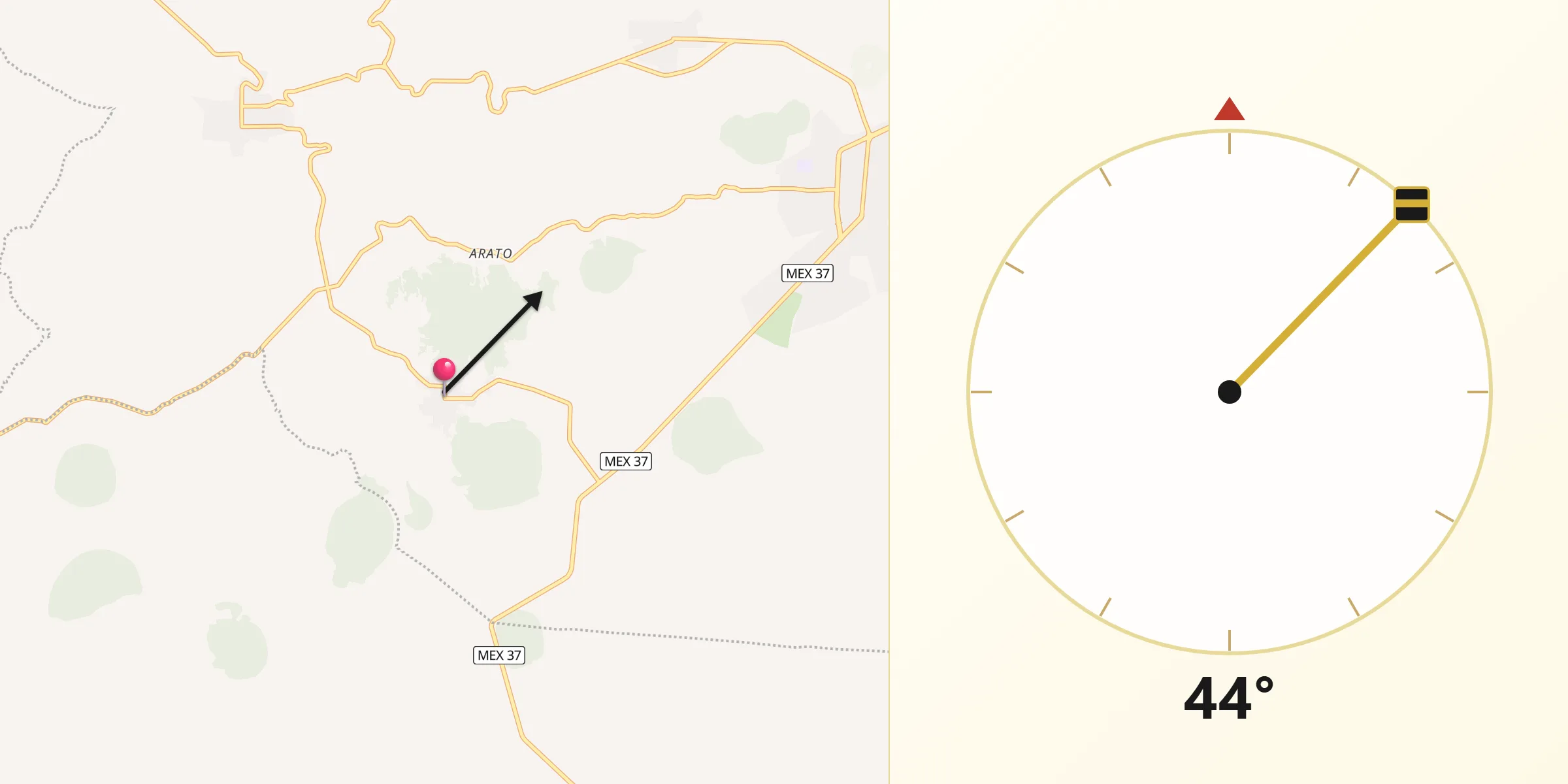 Dirección de la Qibla desde Pomacuarán