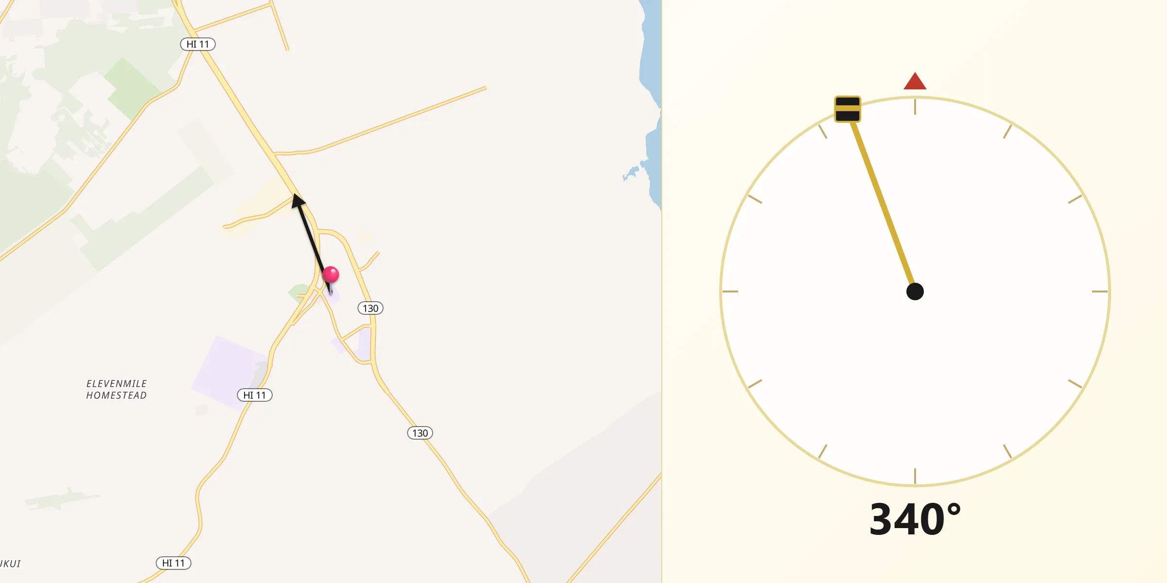 Qibla Direction from Kea‘au