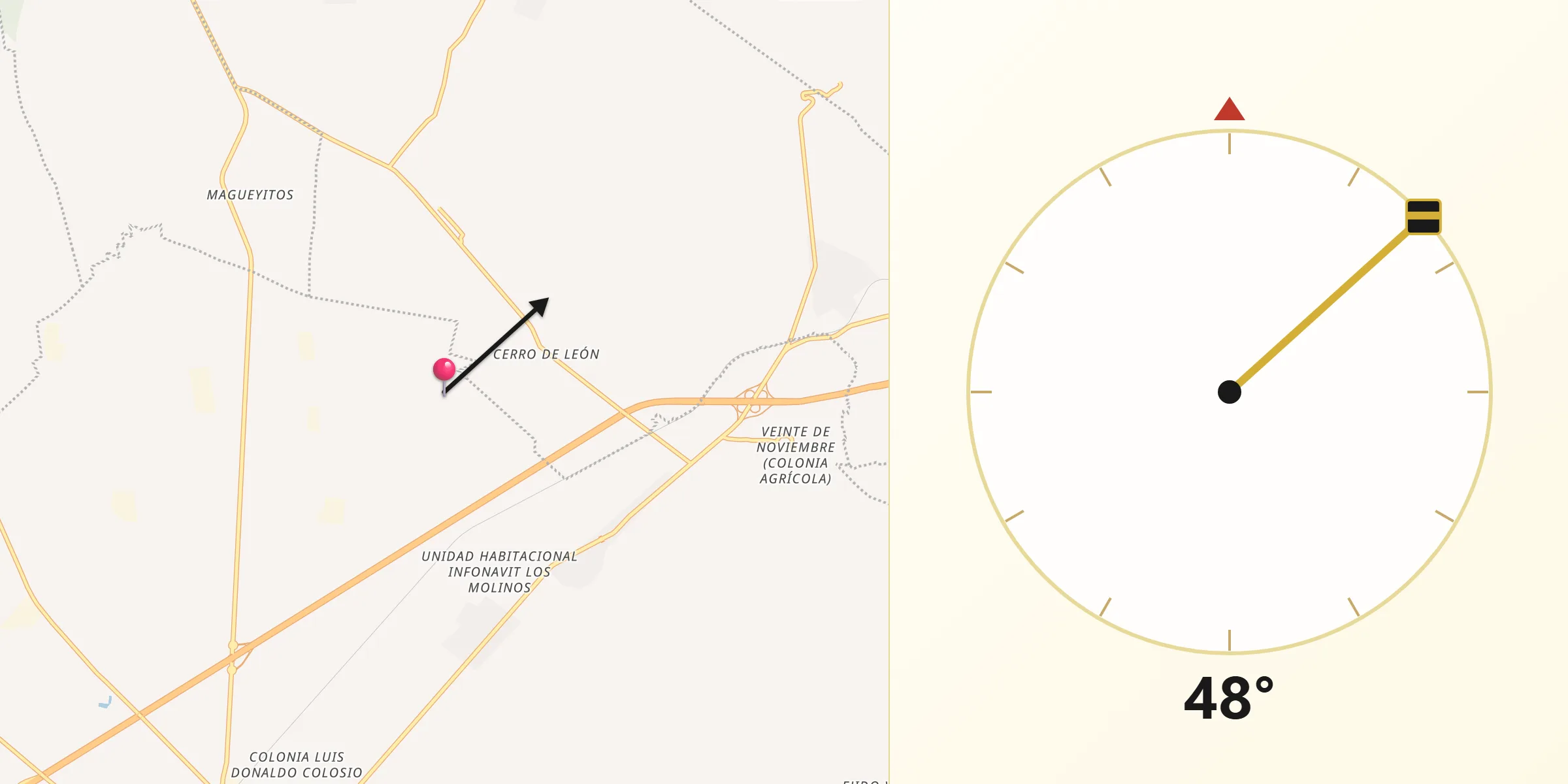 Dirección de la Qibla desde Centro de Readaptación Social