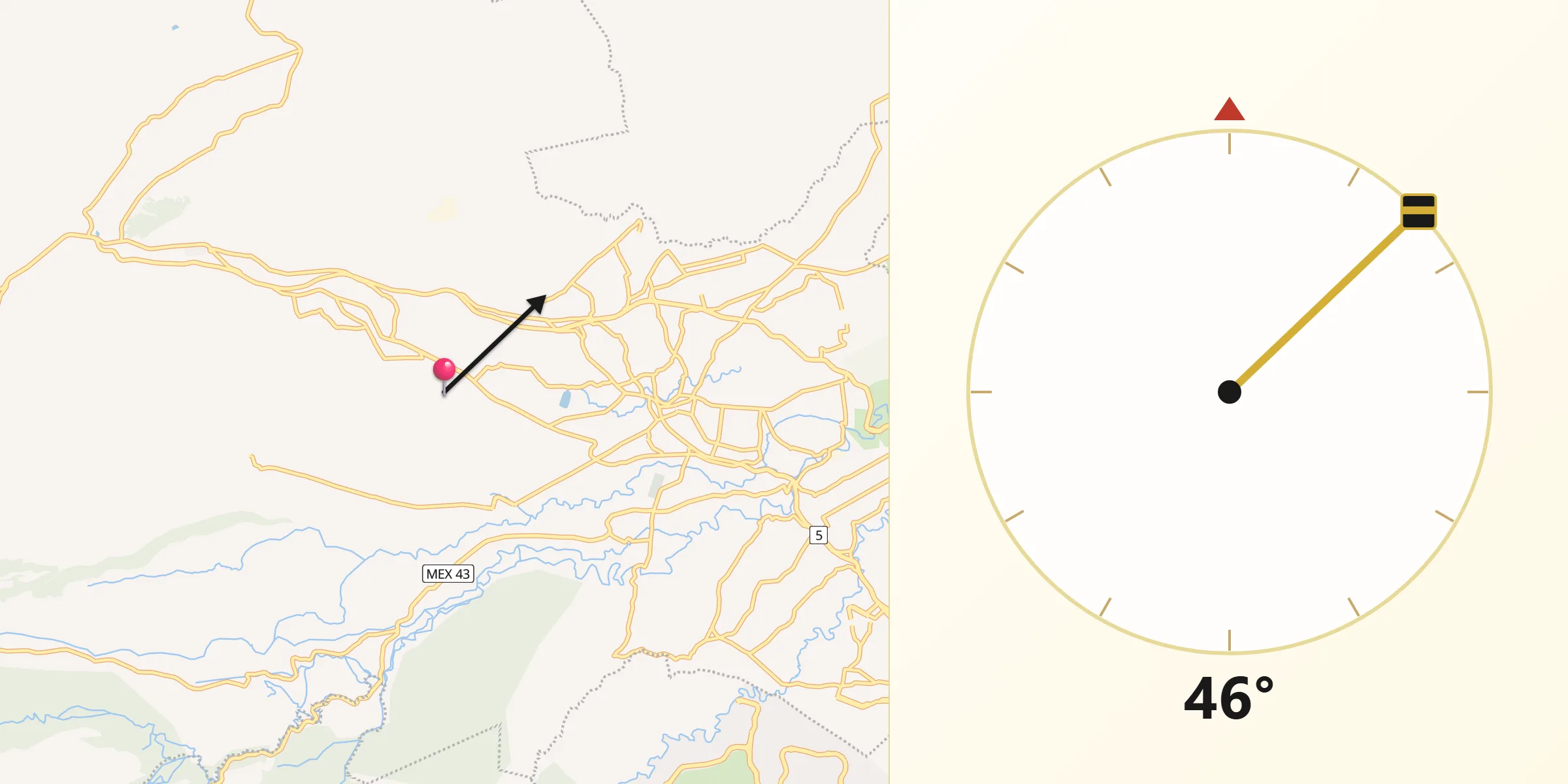Dirección de la Qibla desde Loma Larga