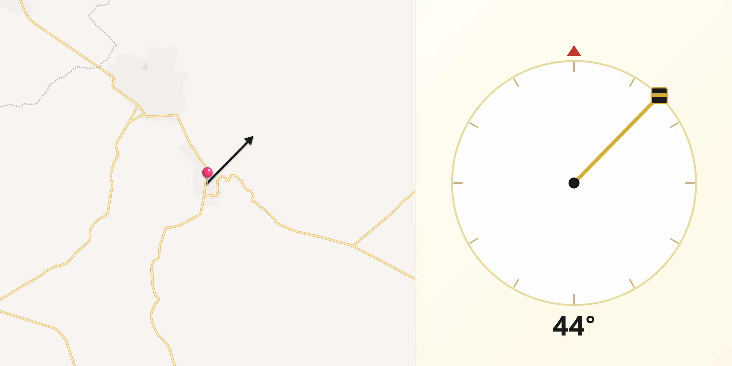 Dirección de la Qibla desde Sevina